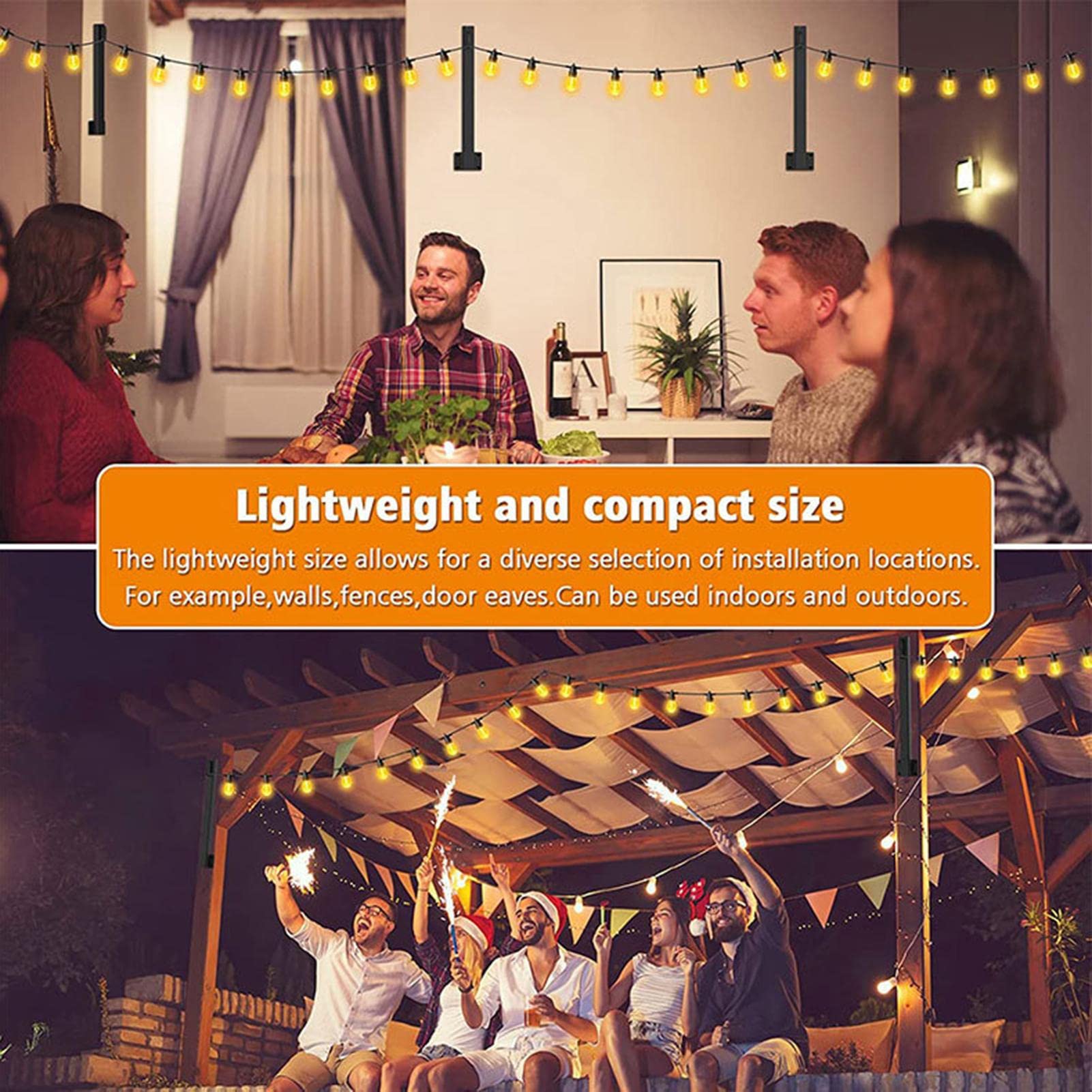 4 Pack Adjustable Freestanding Outdoor Light String Poles - Metal Hanging Light Stands for Patio, Garden, Backyard, Wedding & Party Decorations