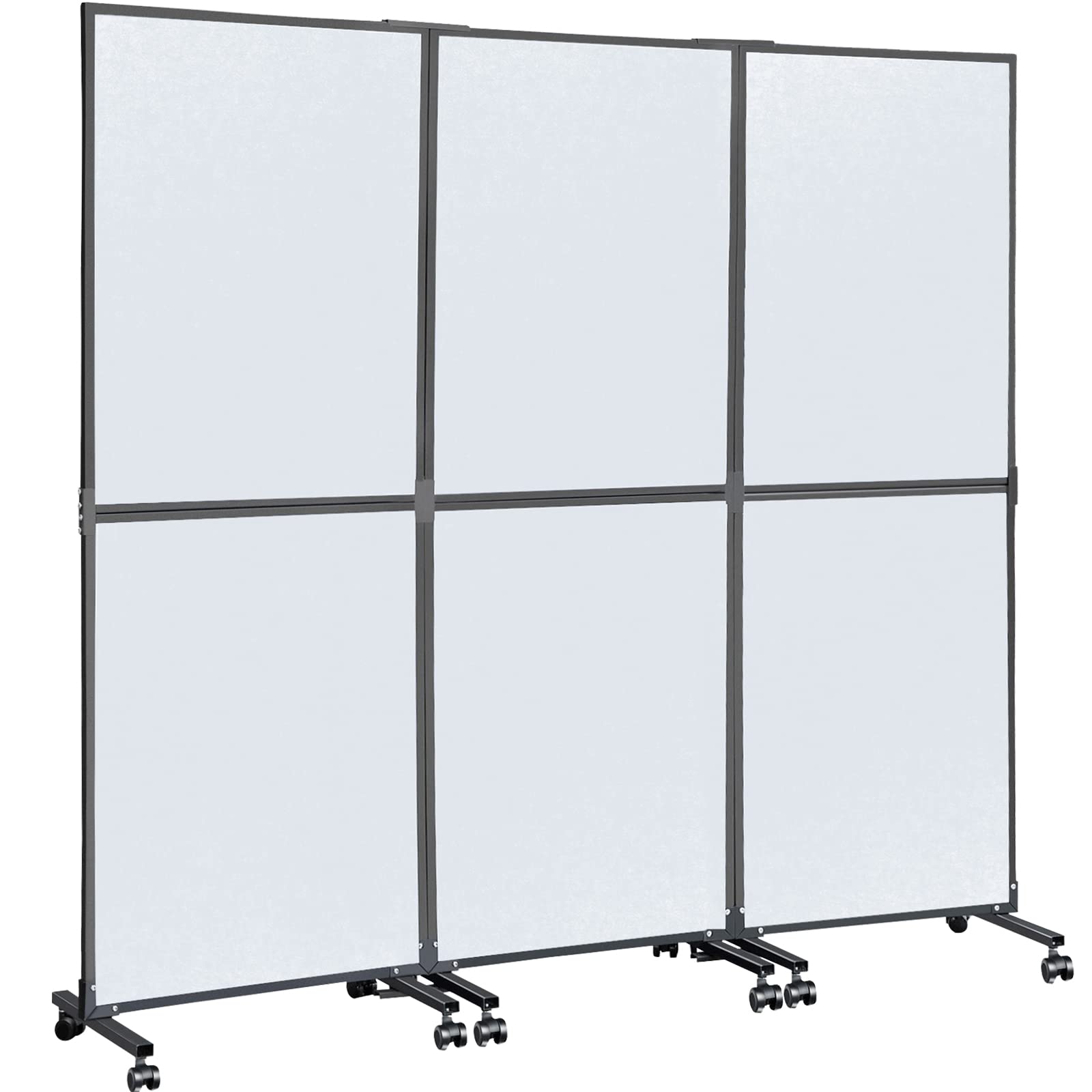 VEVOR 5.5 ft Folding Room Divider - 3 Panel Portable Privacy Screen for Office, Library, School - Soundproof Partition with Cool Gray Finish - Perfect for Workspace Separation, Study Areas & Home Privacy