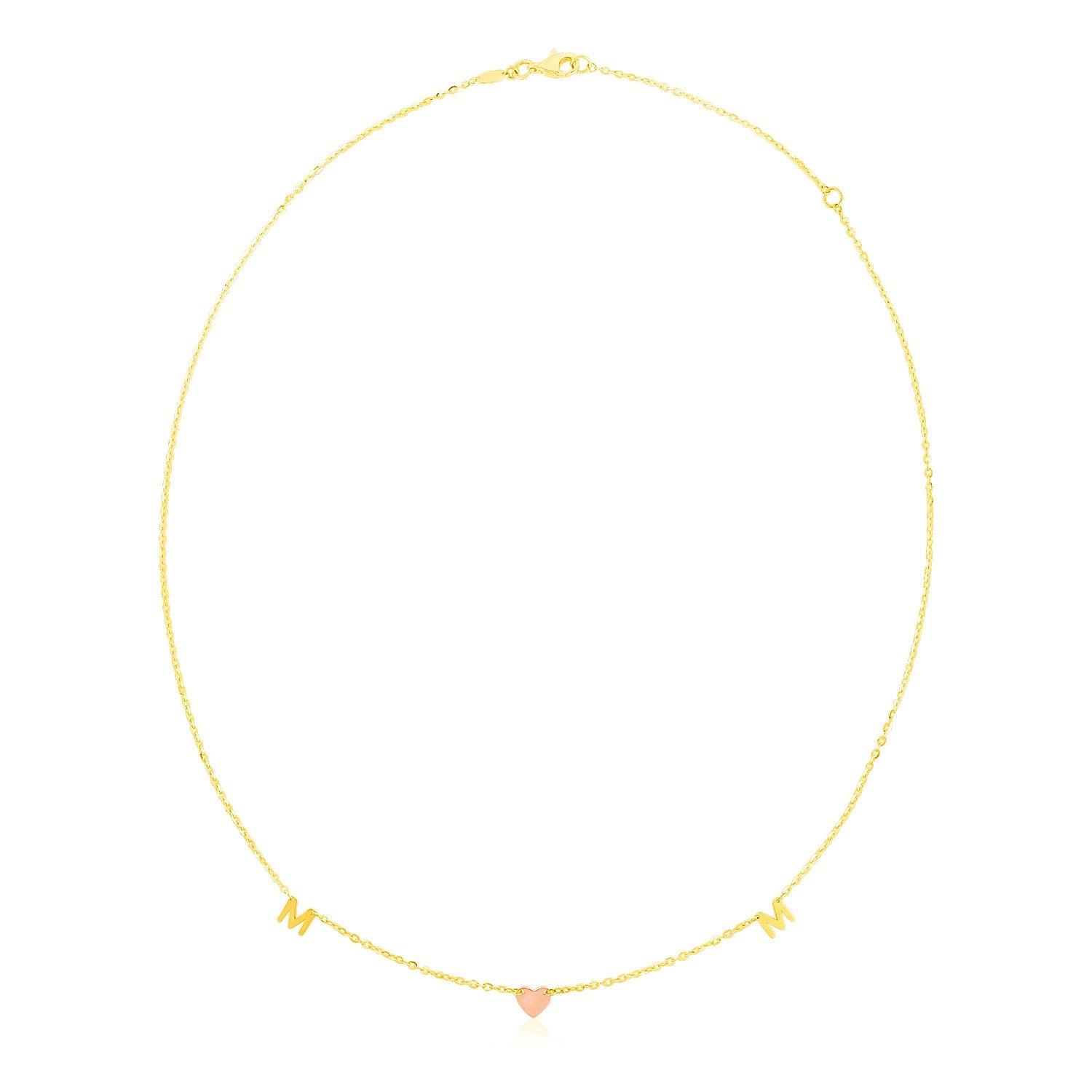 14K Yellow and Rose Gold Mom Necklace - Elegant Personalized Jewelry Gift for Mother's Day, Birthday, Anniversary | Perfect for Everyday Wear & Special Occasions