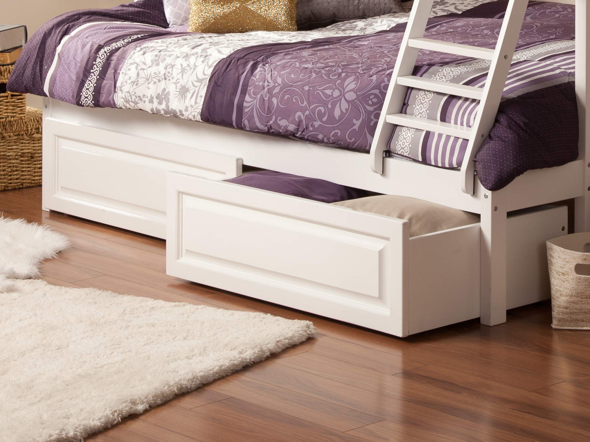 AFI White Raised Panel Drawers for Twin/Full Size Beds - Perfect for Bedroom Storage and Organization