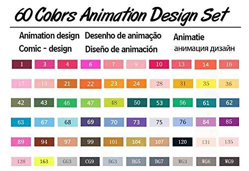 60-Color Dual Tip Alcohol-Based Art Marker Set - Cobaka Animation Sketch Drawing Pens with 6 Bonus Gifts | Perfect for Manga, Comic Illustration & Professional Art Projects