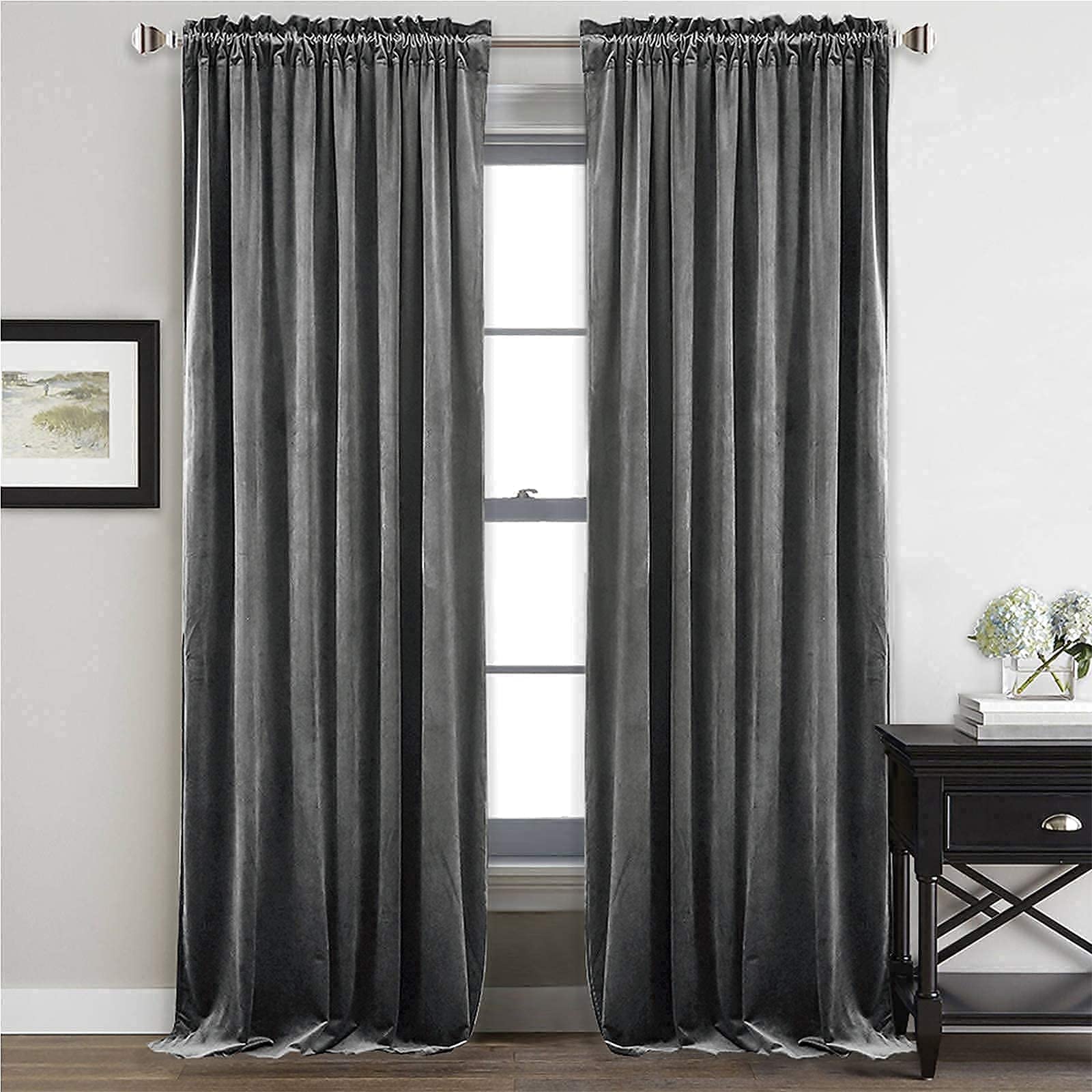 StangH Luxury Velvet Curtains & Valances Set - Elegant Blackout Drapes for Living Room, Bedroom - Soft Thermal Insulated Window Treatments for Home Decor