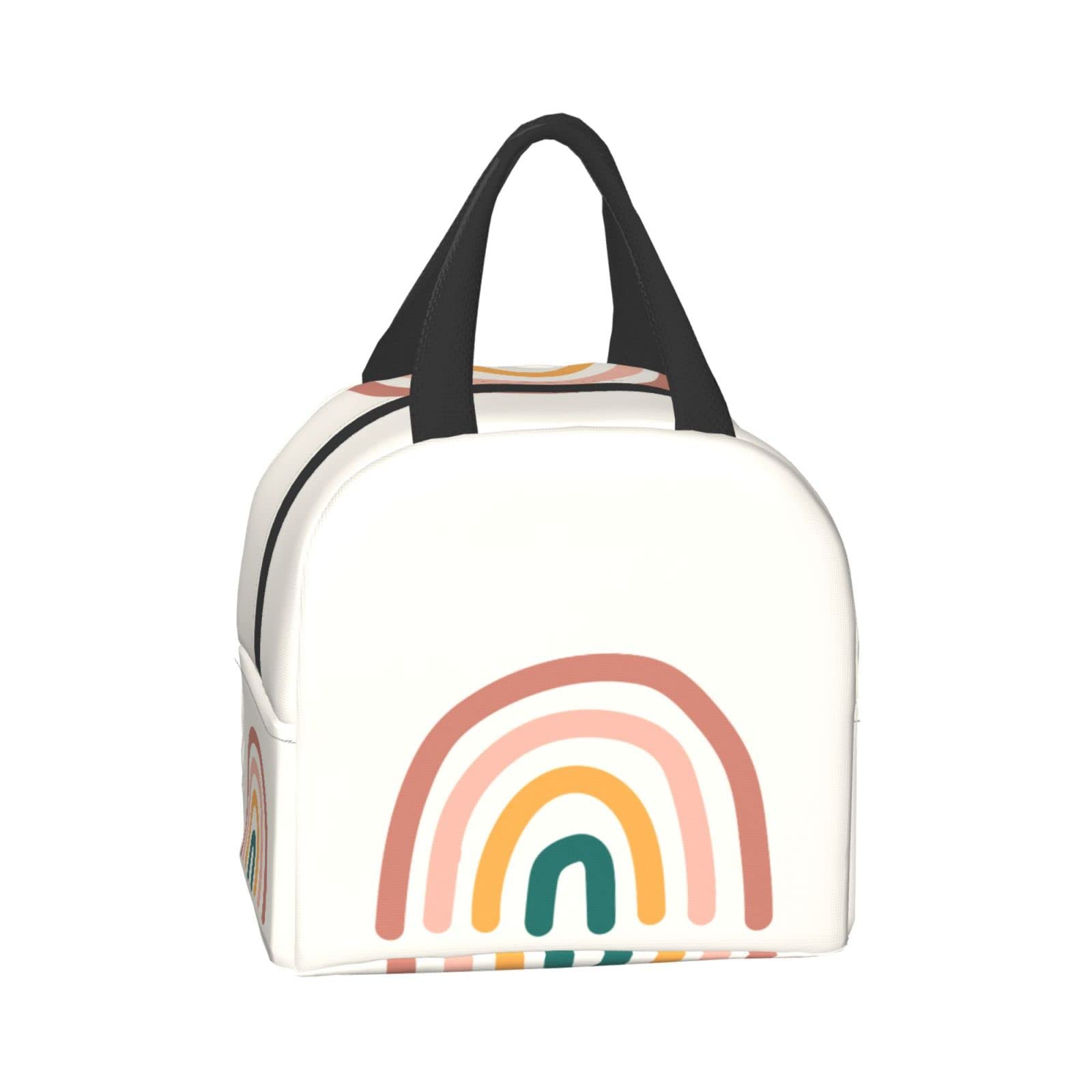 **Eco-Friendly Boho Rainbow Insulated Lunch Box - Reusable Lunch Bag for Women & Men, Perfect for Office, School, Camping, Hiking, Picnic & Beach Travel - Leakproof & Durable Lunch Tote for Work, Outdoor Adventures & Daily Use**