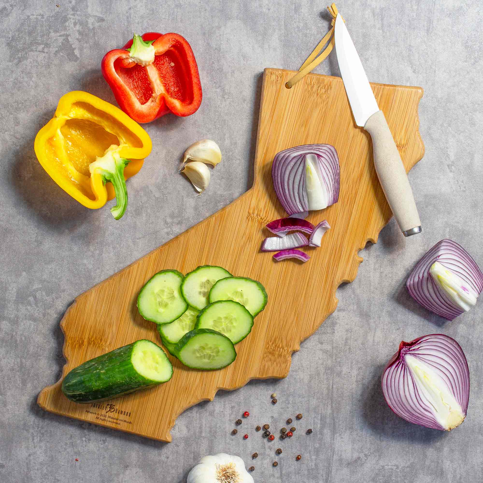 Premium California-Themed Cutting Board with Artistic Design by Wander on Words™ – Perfect for Kitchen Decor, Gift Giving, and Food Prep