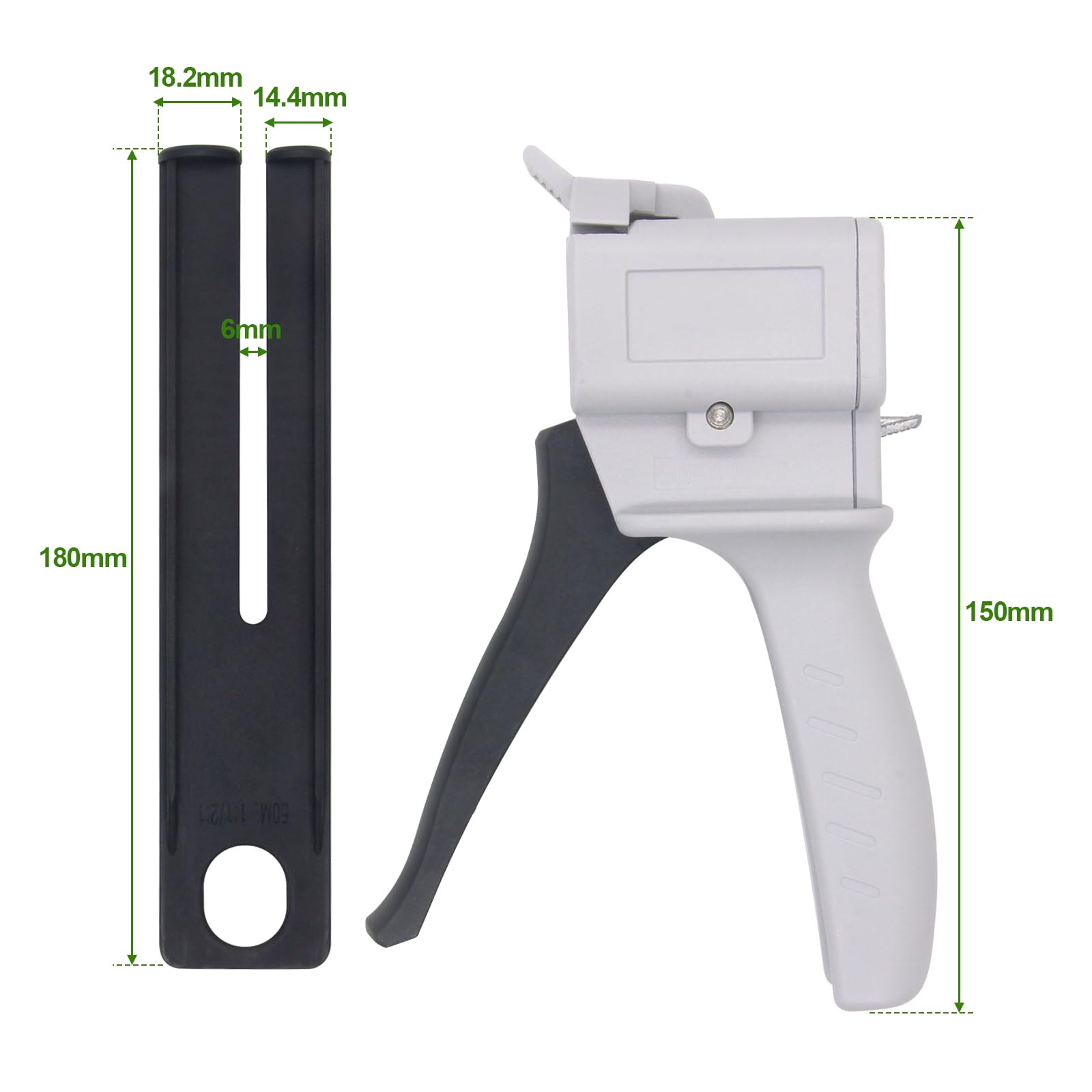50ml Dual Cartridge Dispenser Gun - Manual Adhesive Mixing Applicator for 1:1 & 2:1 Ratio Epoxy - Perfect for Construction, Automotive Repair and DIY Projects