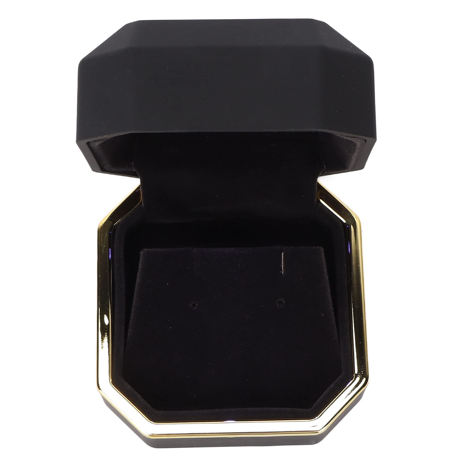 Shanrya LED Lighted Jewelry Gift Box with Protective Flocking Lining - Elegant Proposal Ring Box Display for Engagement, Wedding & Anniversary Gifts (Black) - Perfect for Surprise Proposals, Romantic Gestures & Special Occasions