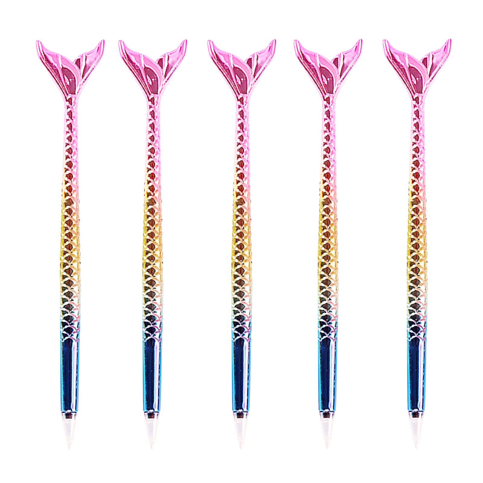 5-Pack Mermaid Tail Ballpoint Pens - Black Ink Fish Tail Design for Office, School & Creative Writing | Perfect Gift for Mermaid Lovers & Stationery Enthusiasts