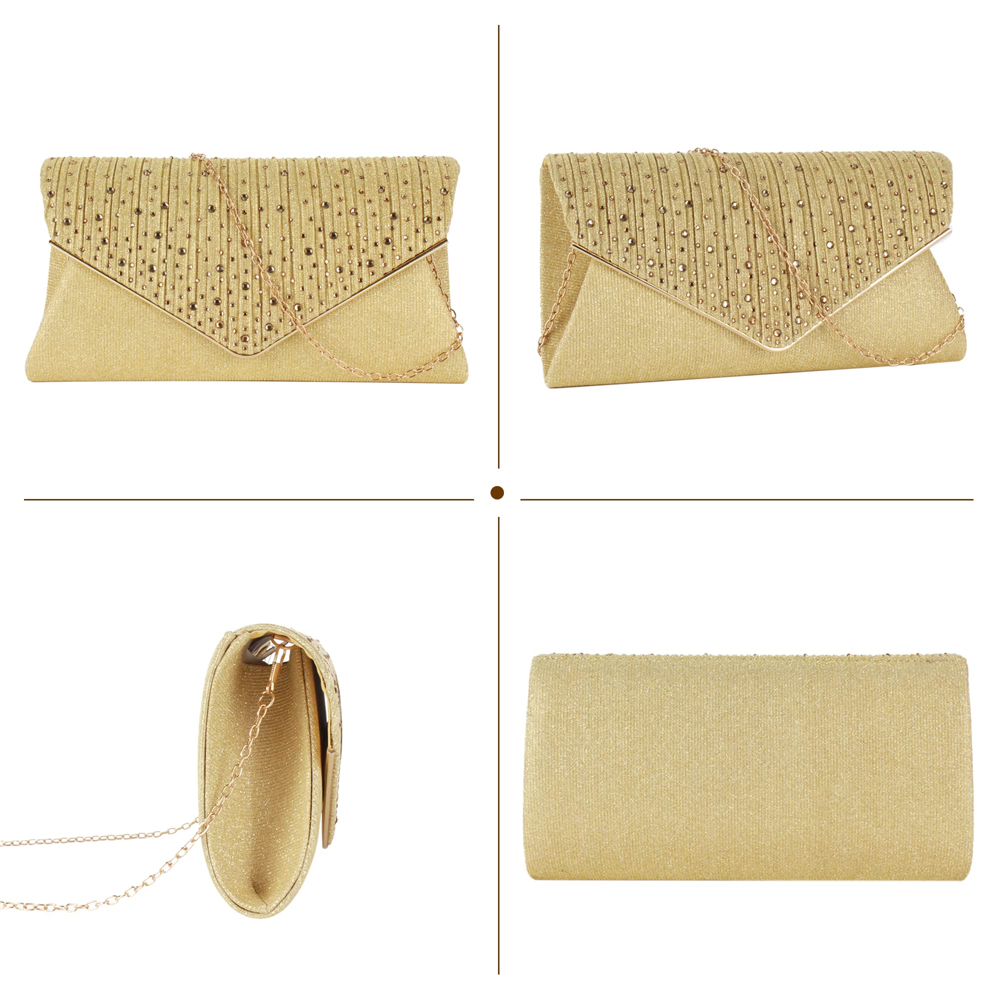 Elegant Rhinestone Studded Women's Clutch Purse - Flap Envelope Evening Bag with Chain for Party, Prom & Special Occasions | Perfect for Weddings, Date Nights & Formal Events