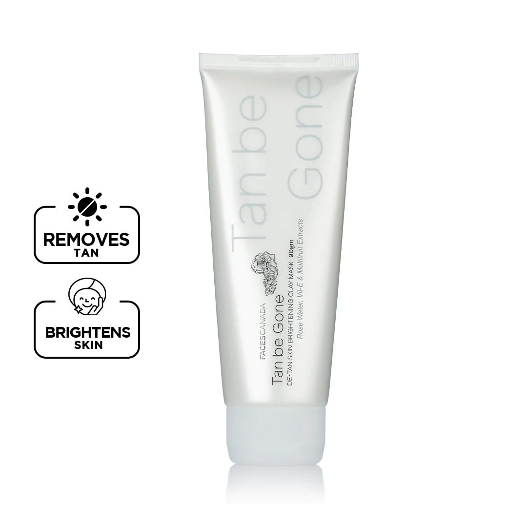Faces Canada Tan Be Gone De-Tan Skin Brightening Clay Mask 90g | Brightens & Exfoliates for Glowing Skin | Perfect for Sun-Damaged, Dull & Uneven Skin Tone | Spa-Quality Facial Treatment at Home