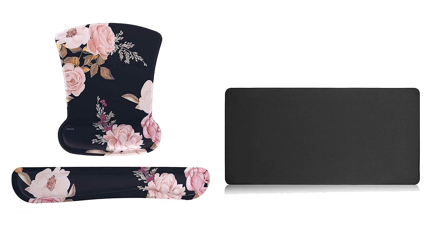 MOSISO Ergonomic Wrist Rest Support for Keyboard and Mouse Pad Set - Non-Slip Rubber Base, Dual-Sided Office Desk Mat for Comfortable Typing & Gaming - Perfect for Home Office, Computer Workstations & Long Hours PC Use
