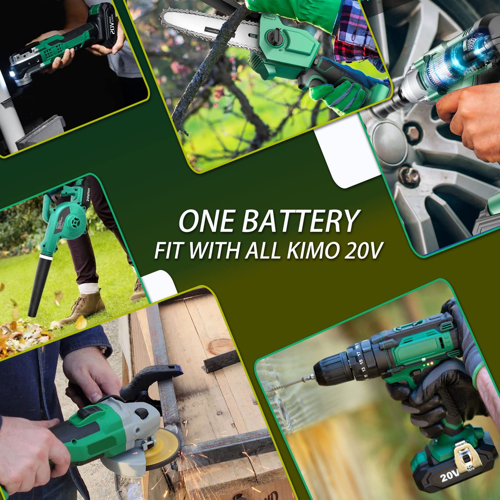 Upgraded 2 Pack 3000mAh Replacement Battery for KIMO 20V Lithium Battery - Compatible with KIMO 20V Cordless Blower, Wrench, Nailer, Drill - Perfect for DIY Projects, Home Repairs, and Professional Construction Work