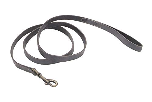 Premium MPP Leather Dog Leash - Durable Western Vintage Rustic Style Adjustable Dog Lead for Large Medium Small Dogs (Slate Grey, 4ft x 5/8