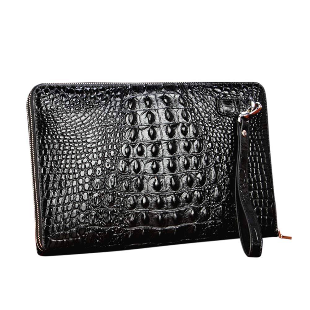Men's Crocodile Pattern Leather Clutch Bag - Large Capacity Business Wallet Purse for Work, Travel & Evening Events