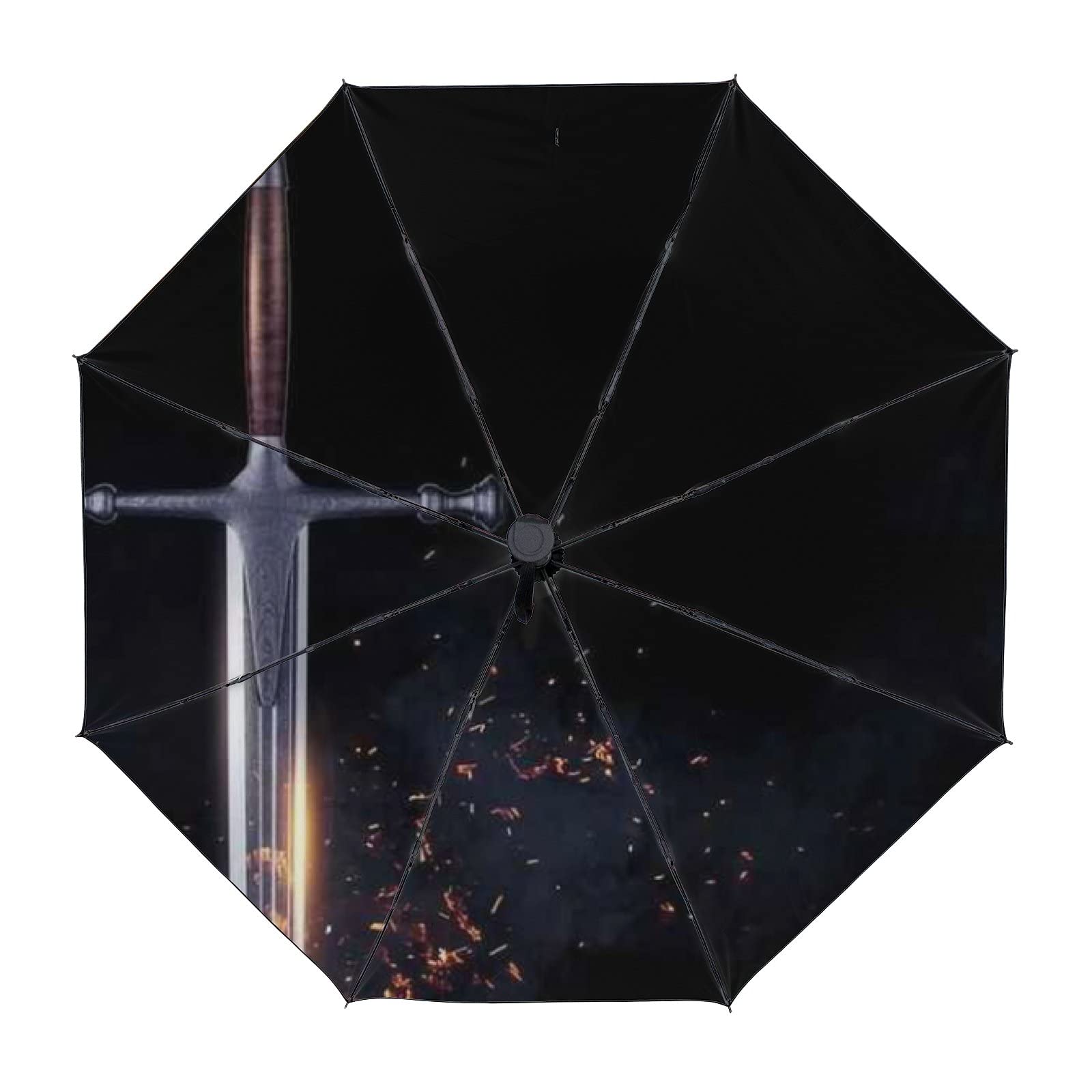 Windproof Metal Sword Spark Umbrella - Auto Open/Close Travel Umbrella for Rain & Sun Protection - UV Resistant & Durable for Outdoor, Commuting & Travel Use