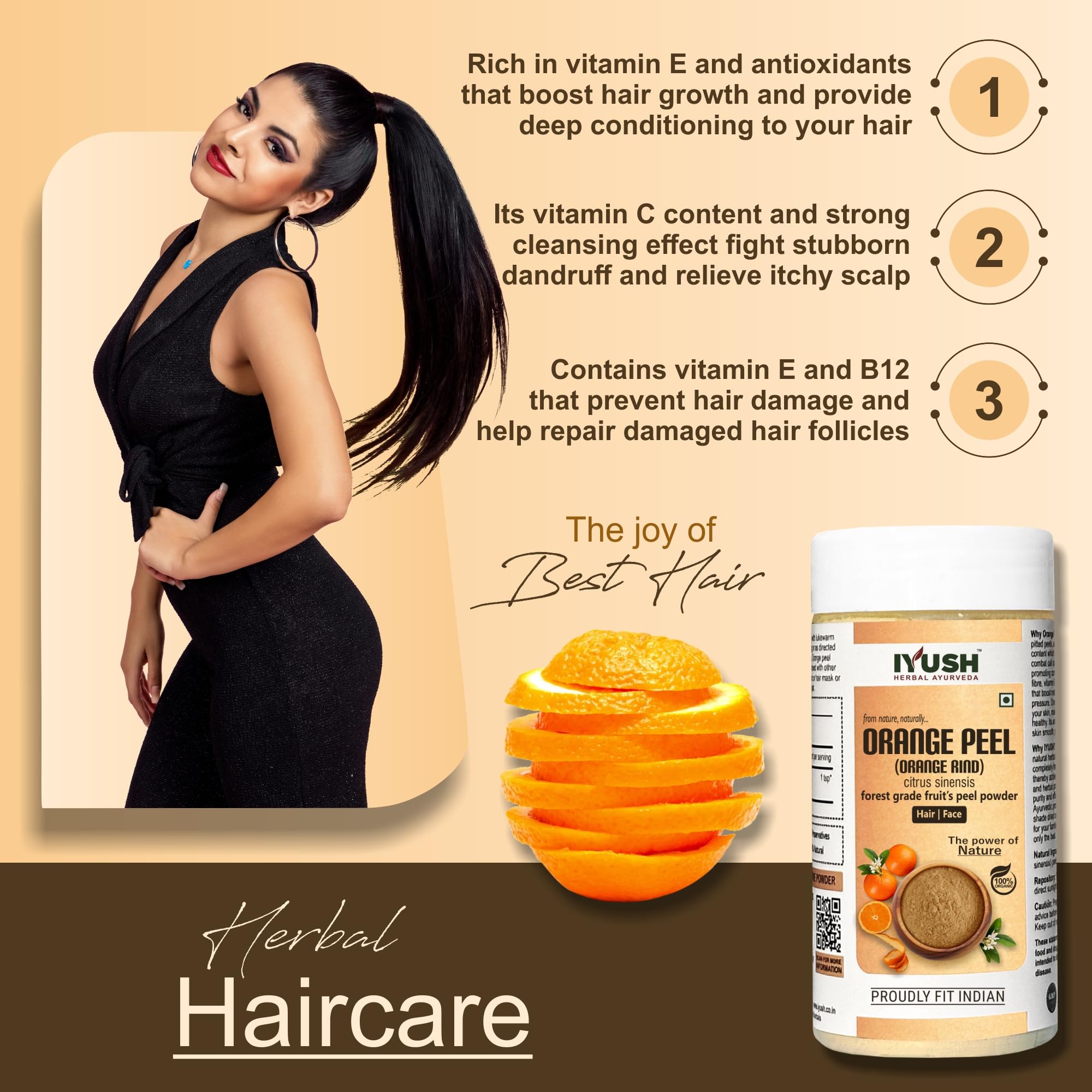 IYUSH Organic Orange Peel Powder for Skin Brightening & Tan Removal – 250g | Ayurvedic Face Pack for Glowing Skin | Natural D-Tan Treatment | Perfect for Daily Skincare & Spa Treatments