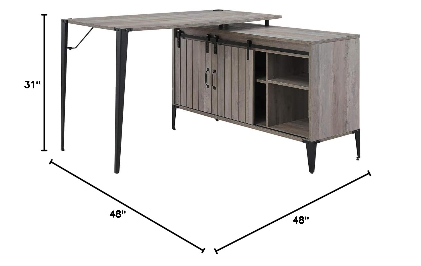 L Shaped Computer Desk with Shelves - Industrial Corner Desk for Home Office & Gaming, Rustic Gray Oak Workstation - Perfect for Small Spaces & Multi-Monitor Setups