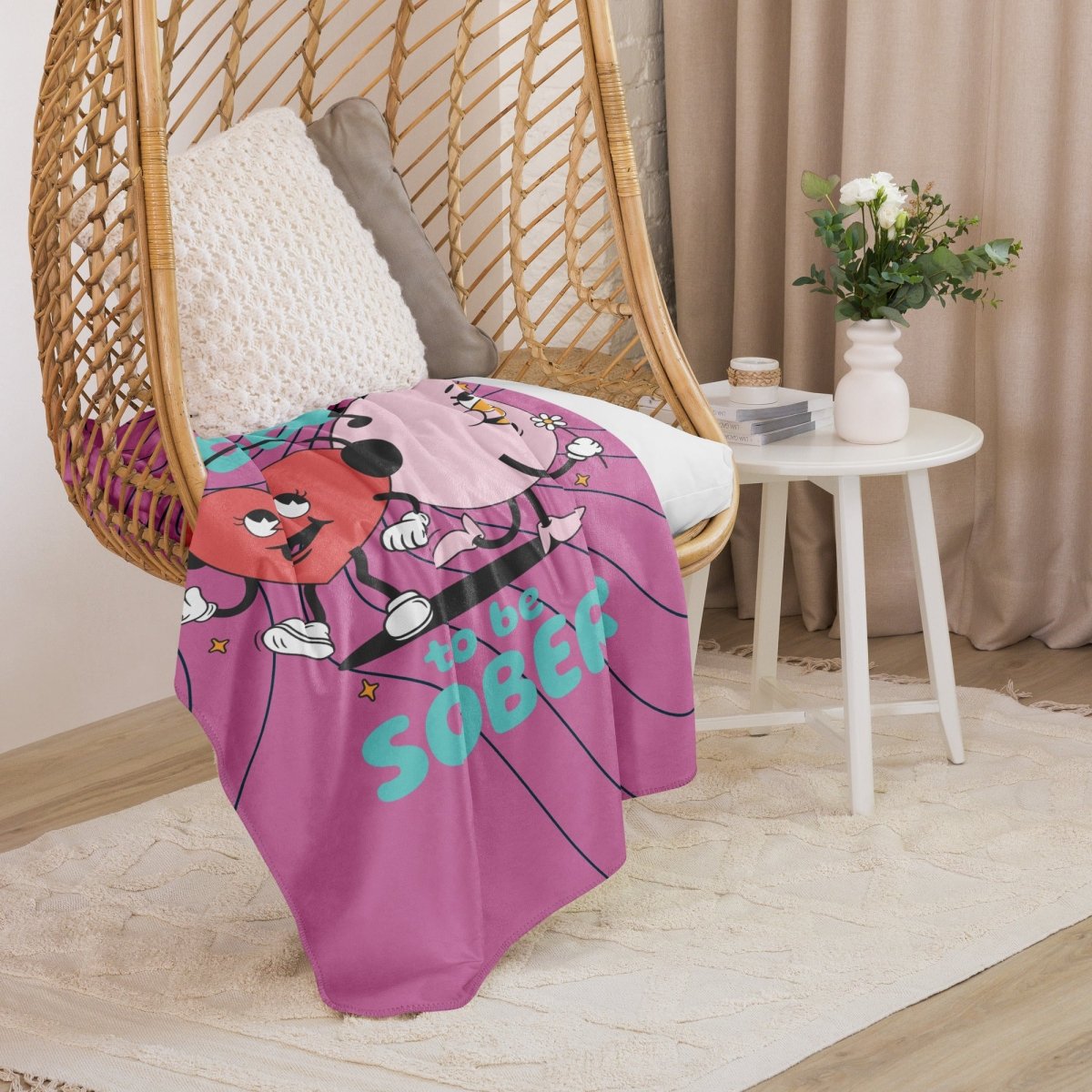 Good Day to Be Sober Cozy Sherpa Blanket - Ultra Soft Flannel Throw for Adults - Perfect for Couch, Bed & Winter Warmth