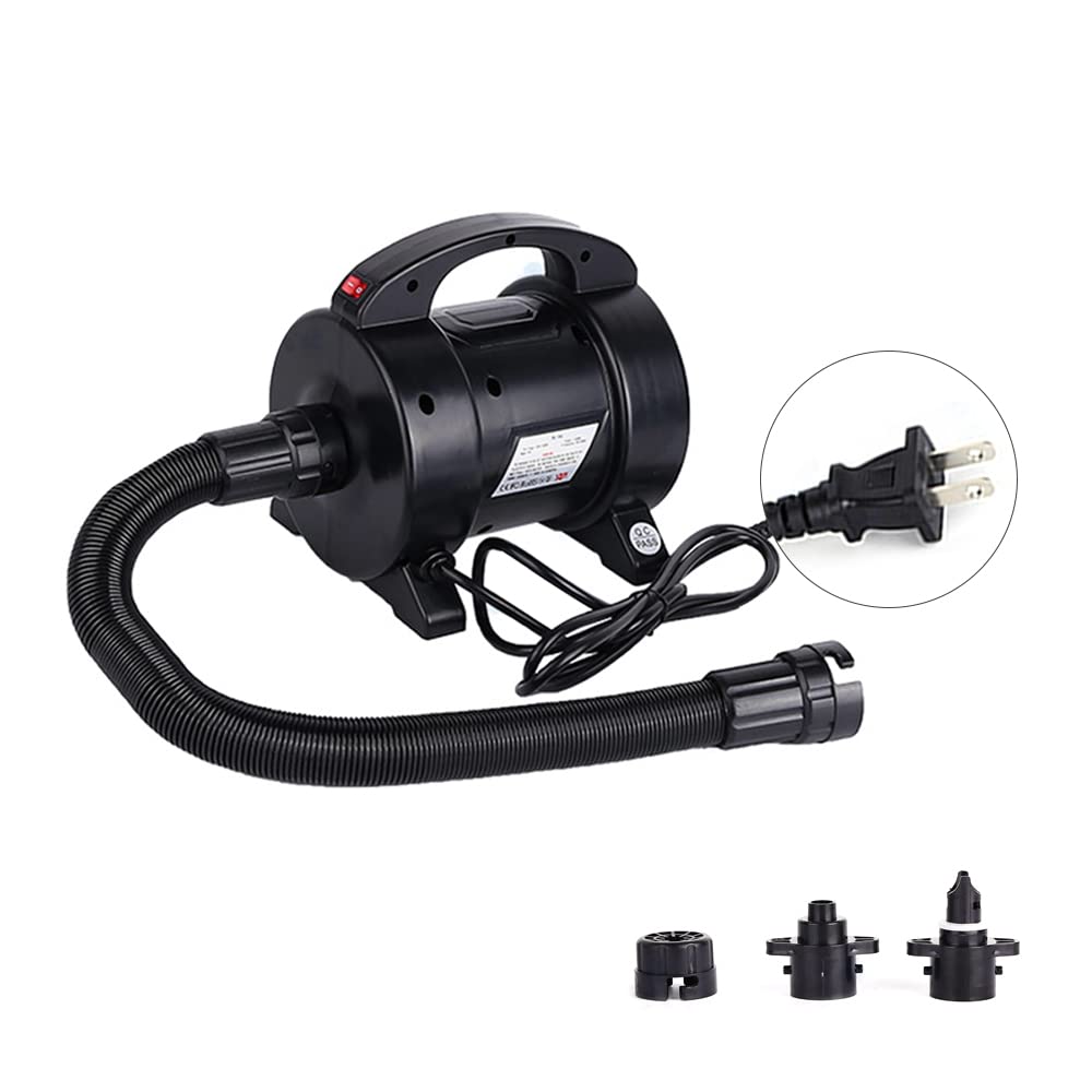 Homtoozhii 1300W Portable Electric Air Pump - Fast Inflation & Deflation for Air Mattress, Raft, Boat, Pool Floats - Includes 2 Nozzles - Perfect for Camping, Travel & Home Use