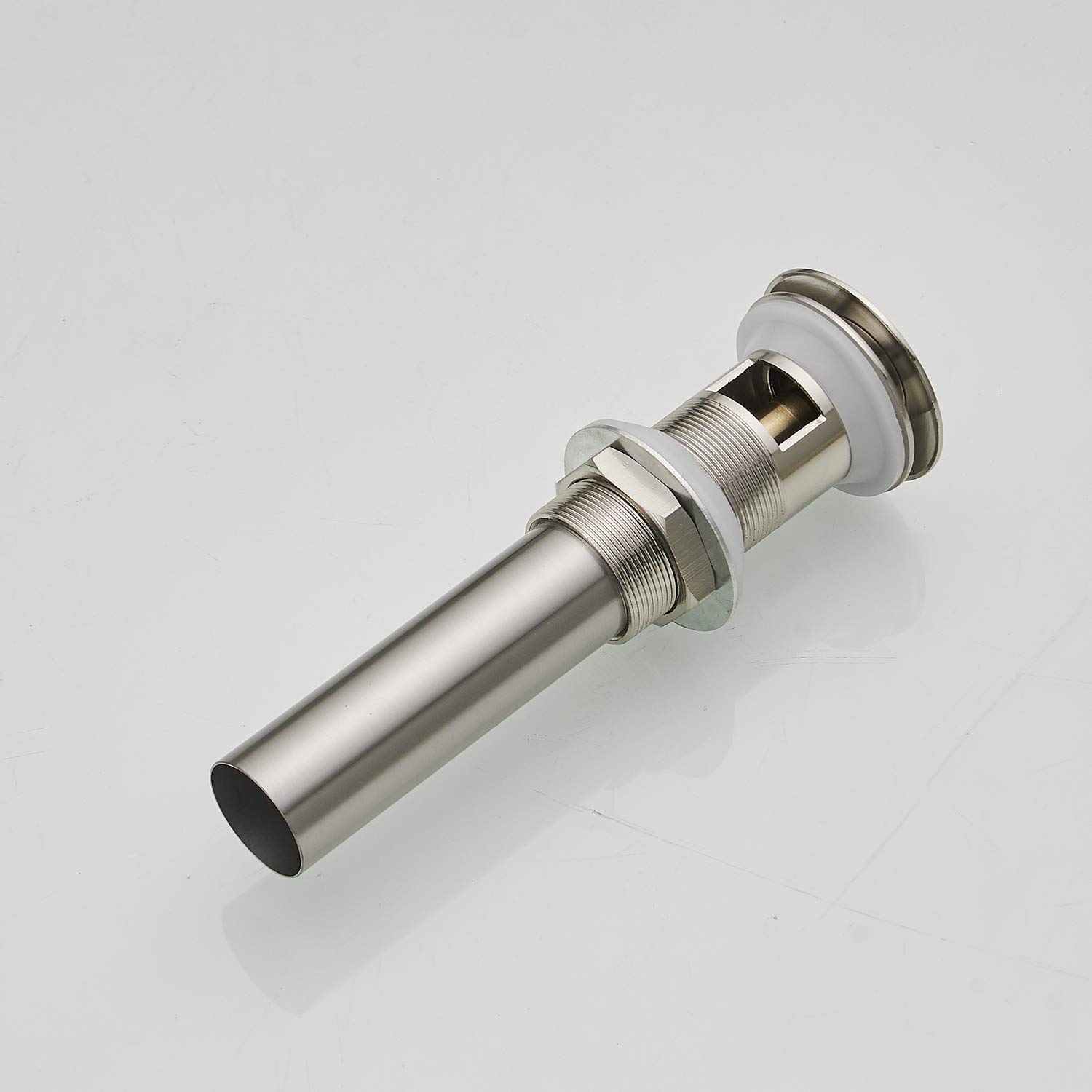BWE Single Handle Bathroom Faucet Brushed Nickel - Waterfall Single Hole Bathroom Sink Faucet with Drain Stopper & Overflow - Perfect for Vessel Sinks, Vanities, and Modern Bathroom Upgrades