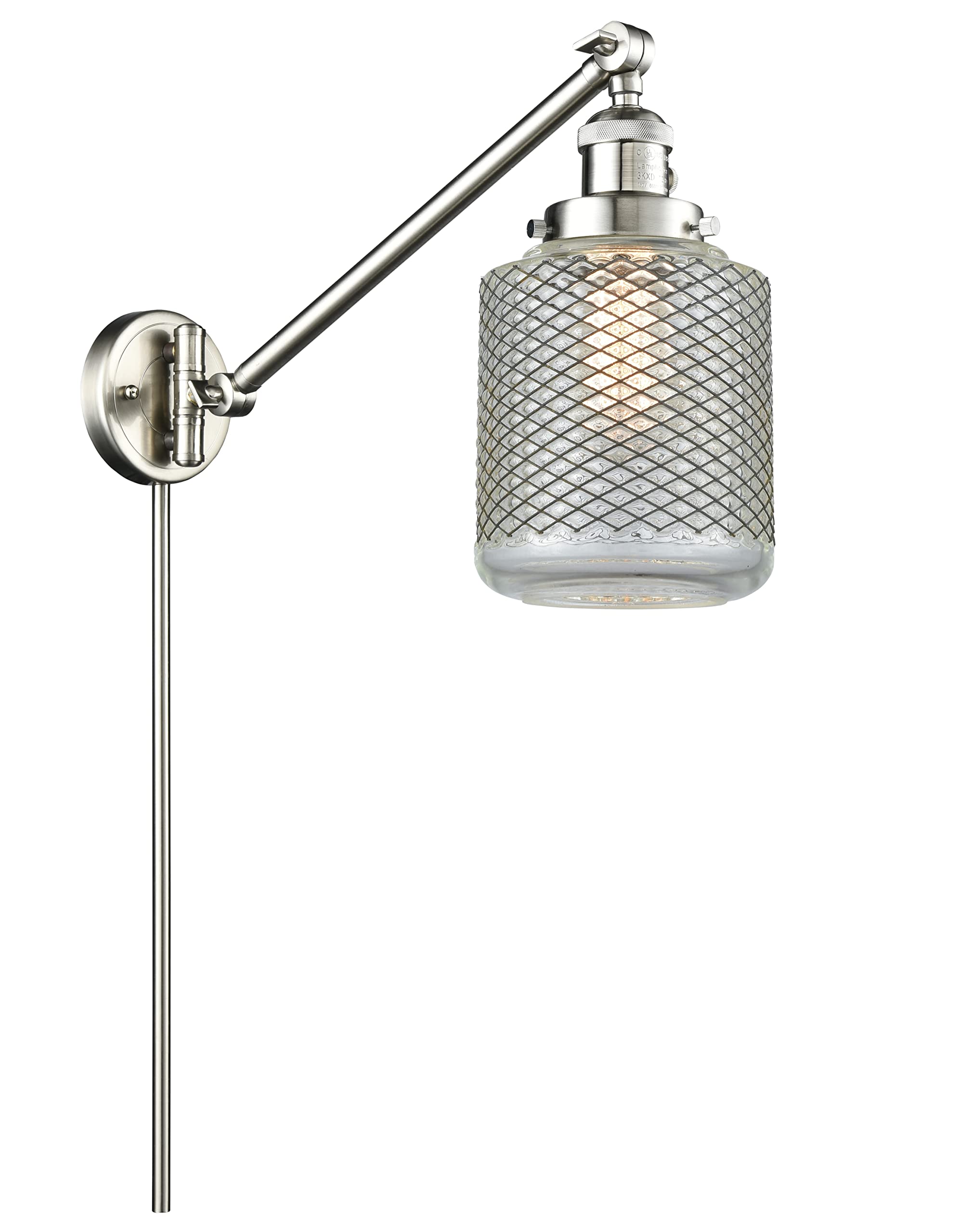 Vintage Dimmable LED Swing Arm Lamp - Brushed Satin Nickel Finish, Adjustable Desk Light for Home Office, Reading Nook & Bedside Lighting | Innovations 237-SN-G262-LED