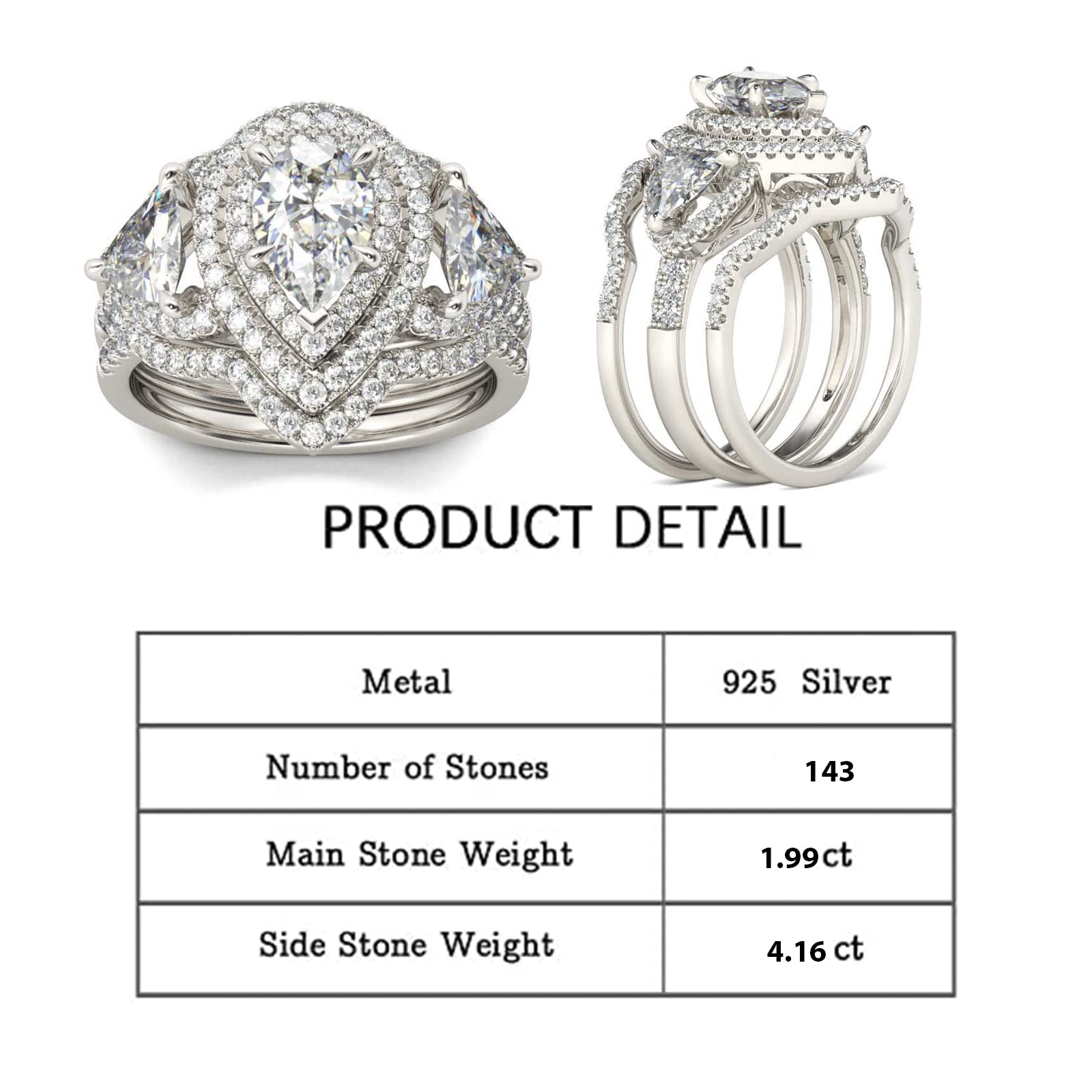 Jeulia 2.5ct Oval Double Halo Engagement Ring Set - Sterling Silver Cubic Zirconia Wedding Band with Simulated Diamond Side Stones - Perfect Proposal Gift for Her, Anniversary & Bridal Jewelry (Ideal for Engagement Parties, Wedding Ceremonies & Romantic Surprises)