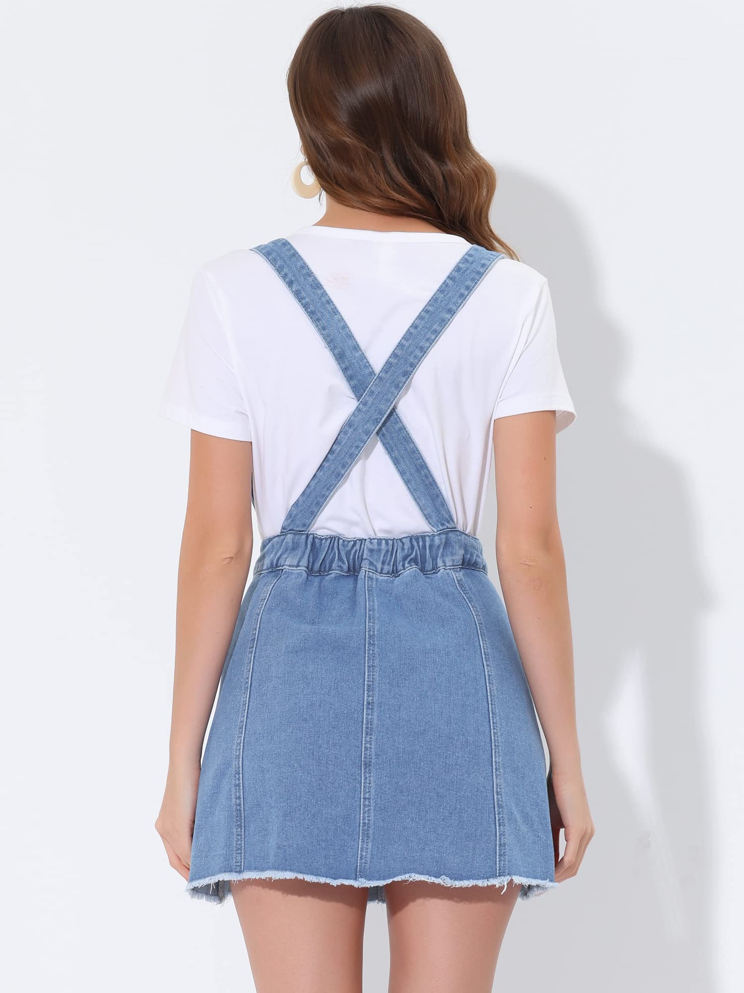 Allegra K Women's Denim Overalls with Adjustable Straps - Vintage Washed Mini Jean Skirt with Suspenders | Casual Outfits, Summer Fashion, Street Style Looks
