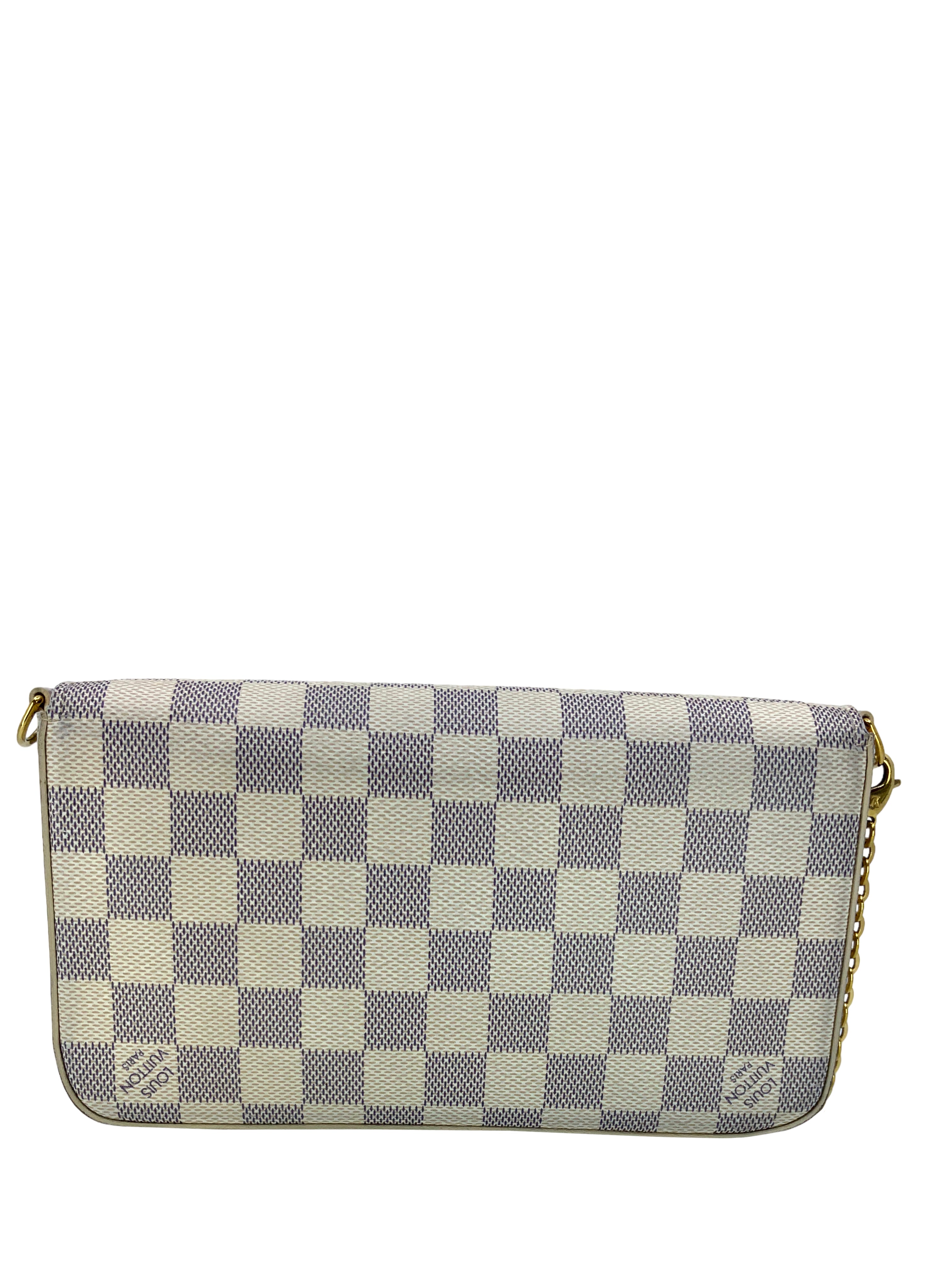 Louis Vuitton Damier Azur Pochette Felicie Crossbody Bag with Chain Strap - Elegant Wallet for Women, Perfect for Parties, Date Night & Daily Use