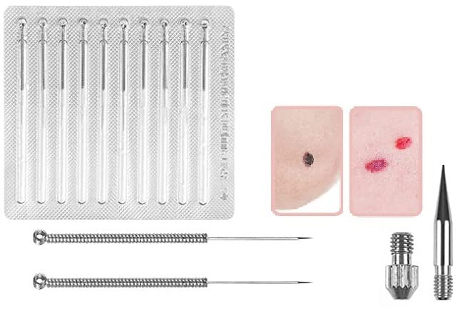 Professional Laser Mole Remover Kit - 10 Fine Needles & 1 Coarse Needle for Skin Tattoo, Freckle, Dark Spot Removal - Includes Needle Holder - Safe for Face & Body - Perfect for Home Beauty Care & Professional Use