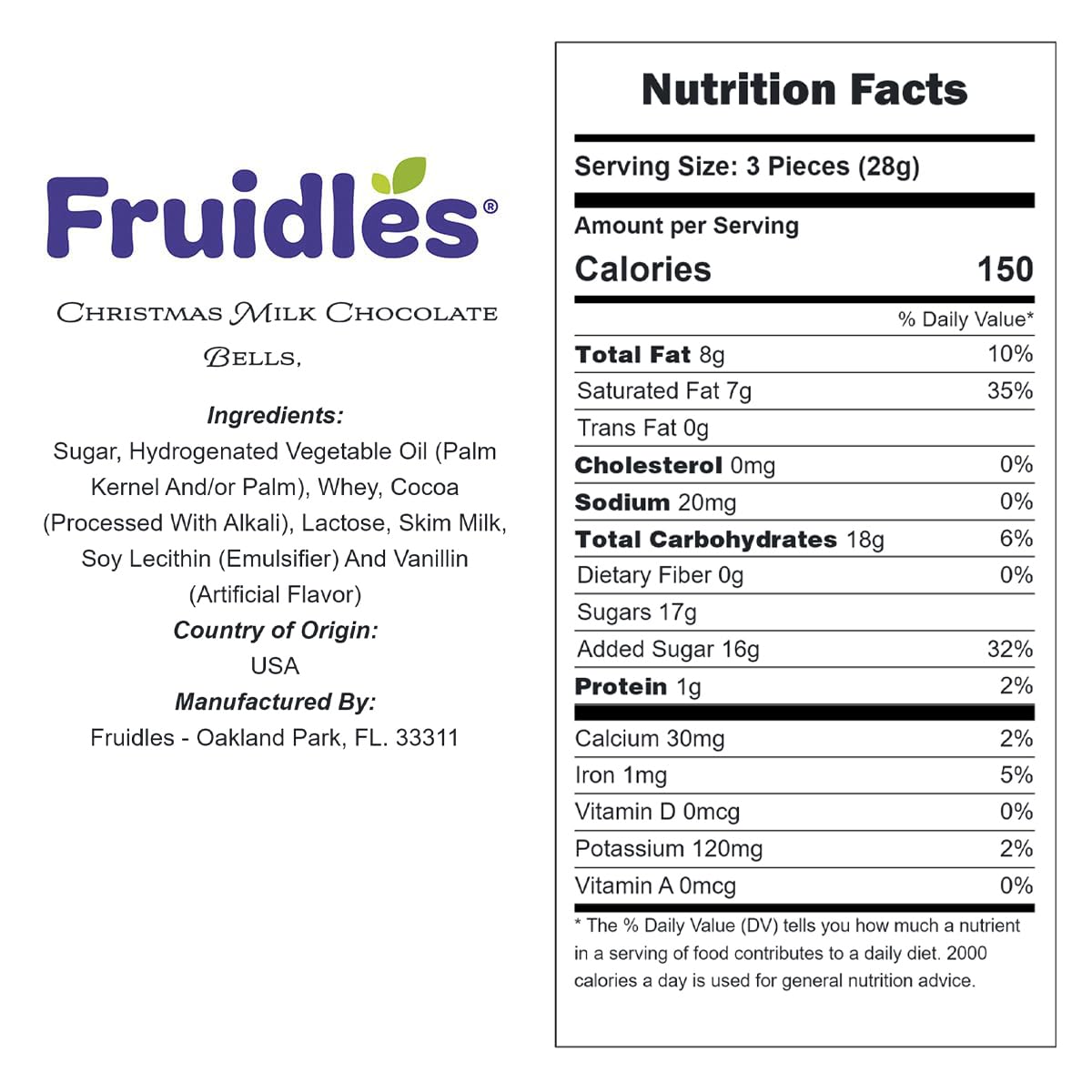 Fruidles Christmas Bells Milk Chocolate - Individually Wrapped Kosher Certified Dairy Chocolates (1 Pound) - Perfect for Holiday Parties, Stocking Stuffers & Gift Bags