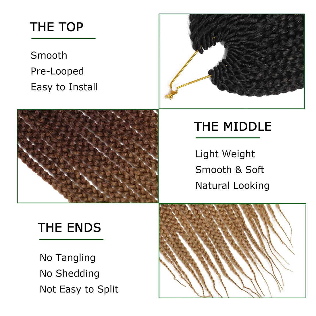 Pre-Looped Crochet Box Braids Hair - 7 Pack Goddess Box Braids for Easy Braiding (18 Inch, 1B/30/27) | Perfect for Protective Styles, Natural Hair & Everyday Wear