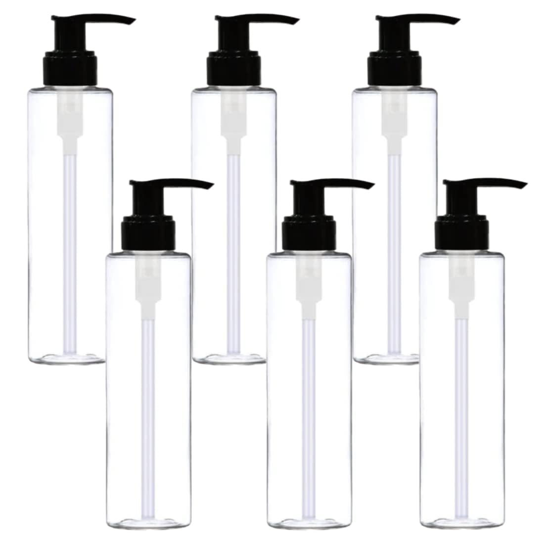 Premium 200ml Clear Refillable Travel Bottles - Leak Proof Squeeze Containers with Pump Lock for Shampoo, Oil & Toiletries | Pack of 3 | Ideal for Travel, Gym & Home Use