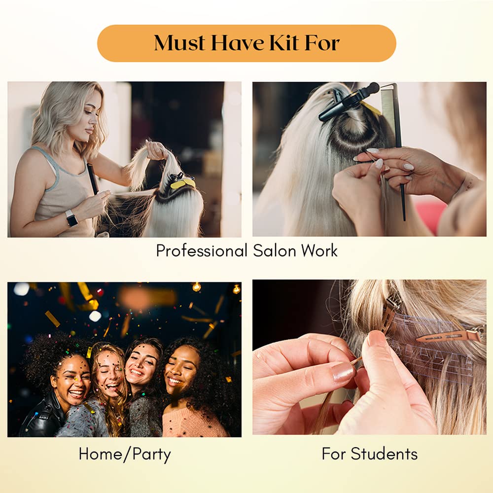 Stainless Steel Hair Parting & Sectioning Ring - Professional Finger Braiding Hair Pick Tool for Quick Human Hair Extensions Installation - Perfect for Styling, Braiding, and Salon Use (Gold)