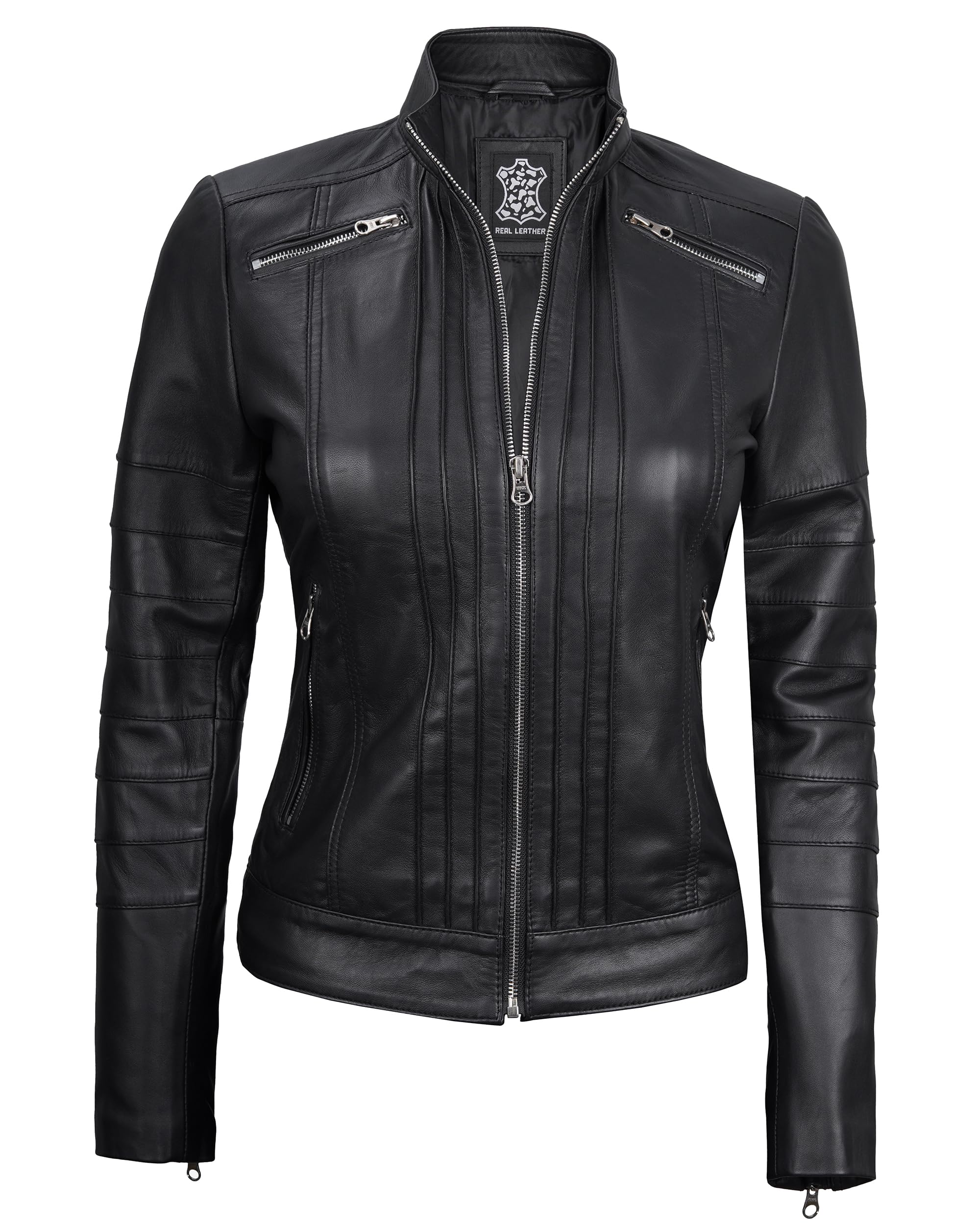 Blingsoul Genuine Leather Jacket for Women - Stylish Cafe Racer Biker Jacket | Perfect for Motorcycle Riding, Casual Outfits & Fashion Streetwear