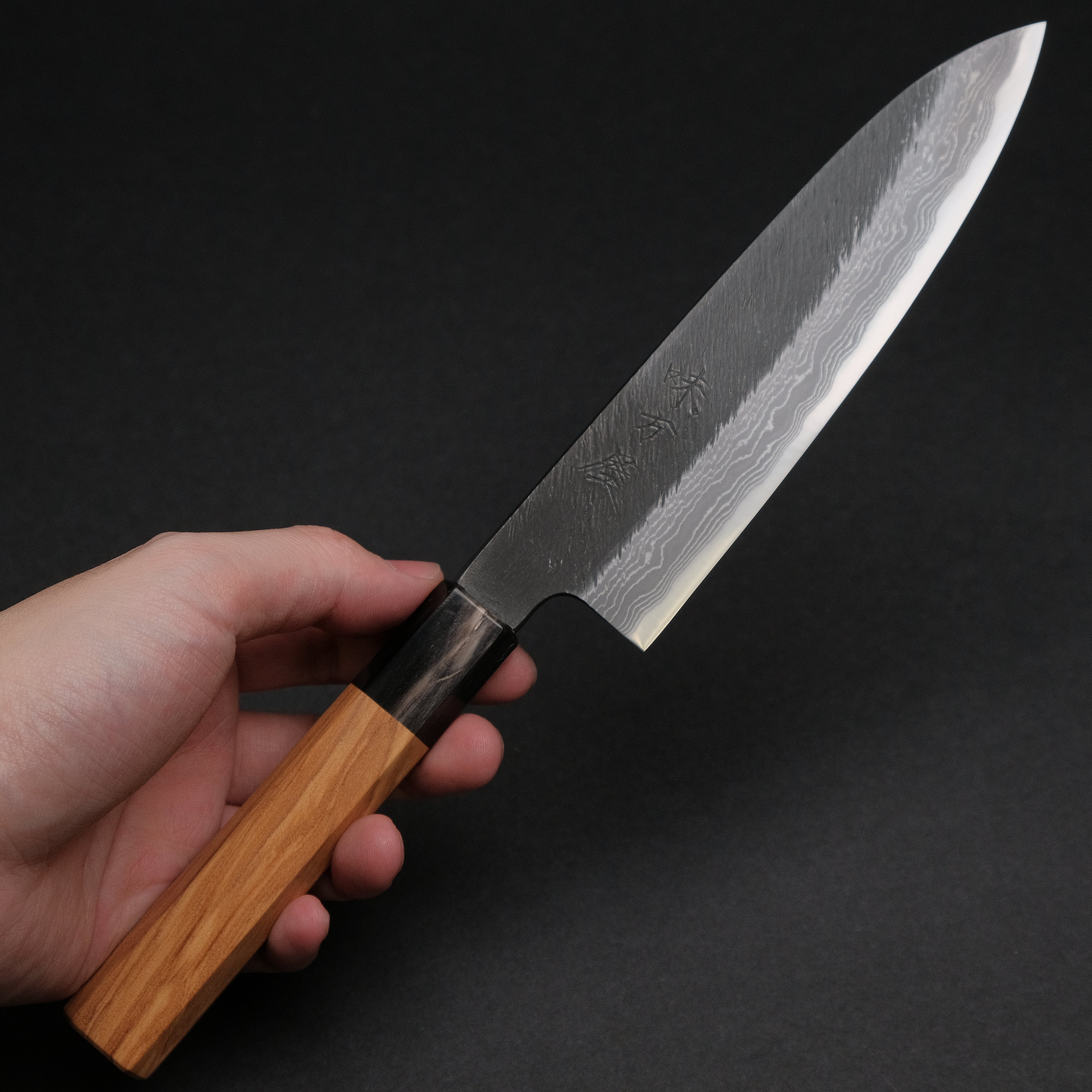 Premium Ajikataya White #2 Matsuba Damascus Petty Knife 150mm - Olive Wood & Buffalo Horn Handle - Japanese Kitchen Knife for Slicing, Peeling & Precision Cutting - Perfect for Chefs & Home Cooking