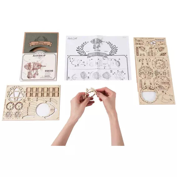 3D Wooden Puzzle Airship Model Kit - DIY Building Toy for Adults & Teens - Creative Home Decor & Gift Idea for Birthday, Christmas - Fun STEM Activity & Stress Relief Craft Project
