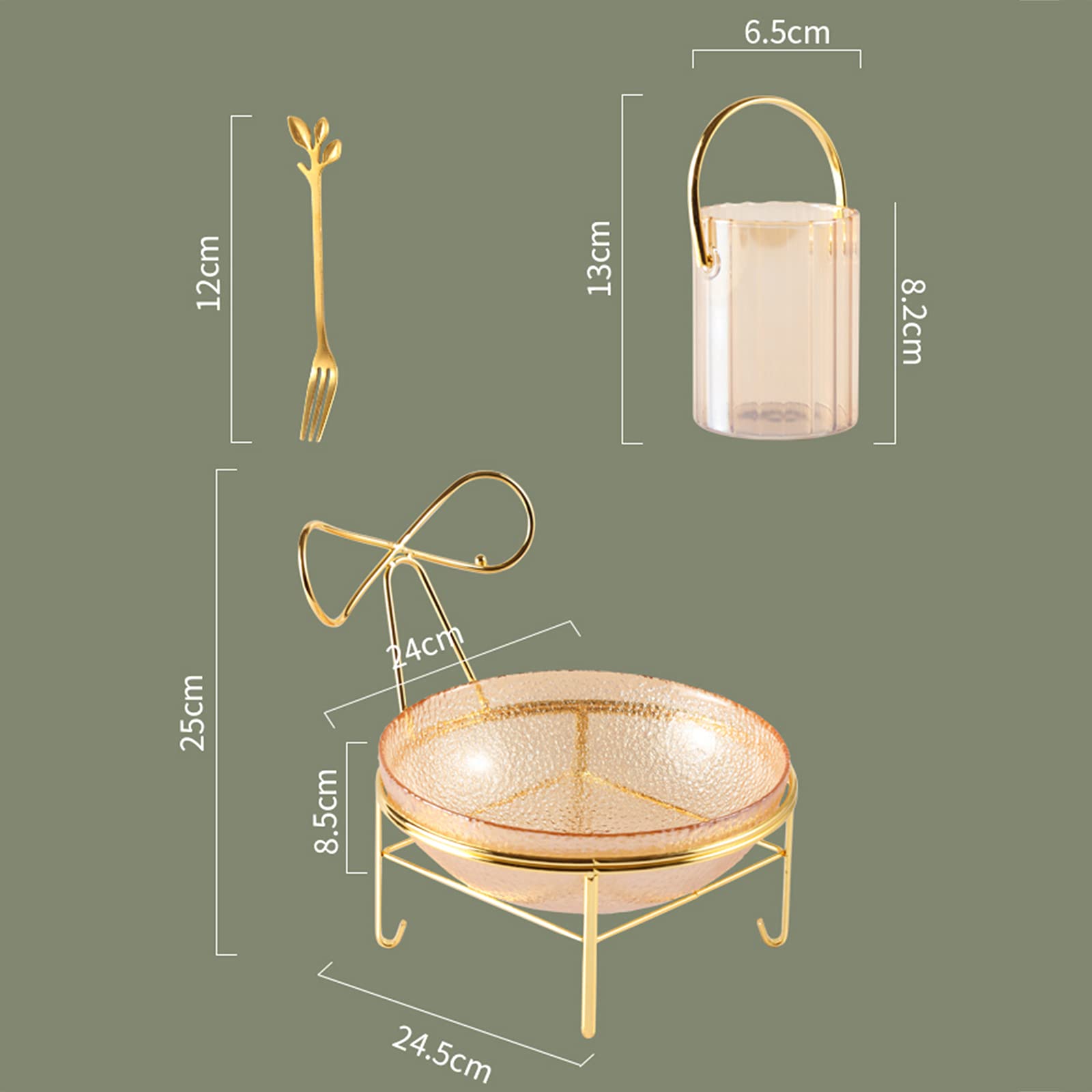 Large Glass Salad Bowl with Metal Stand - 4.5QT Fruit & Dessert Serving Bowl for Kitchen, Party, Picnic - Includes 4 Stainless Steel Forks & Storage Tub (Yellow) - Perfect for Entertaining, Family Gatherings & Outdoor Dining