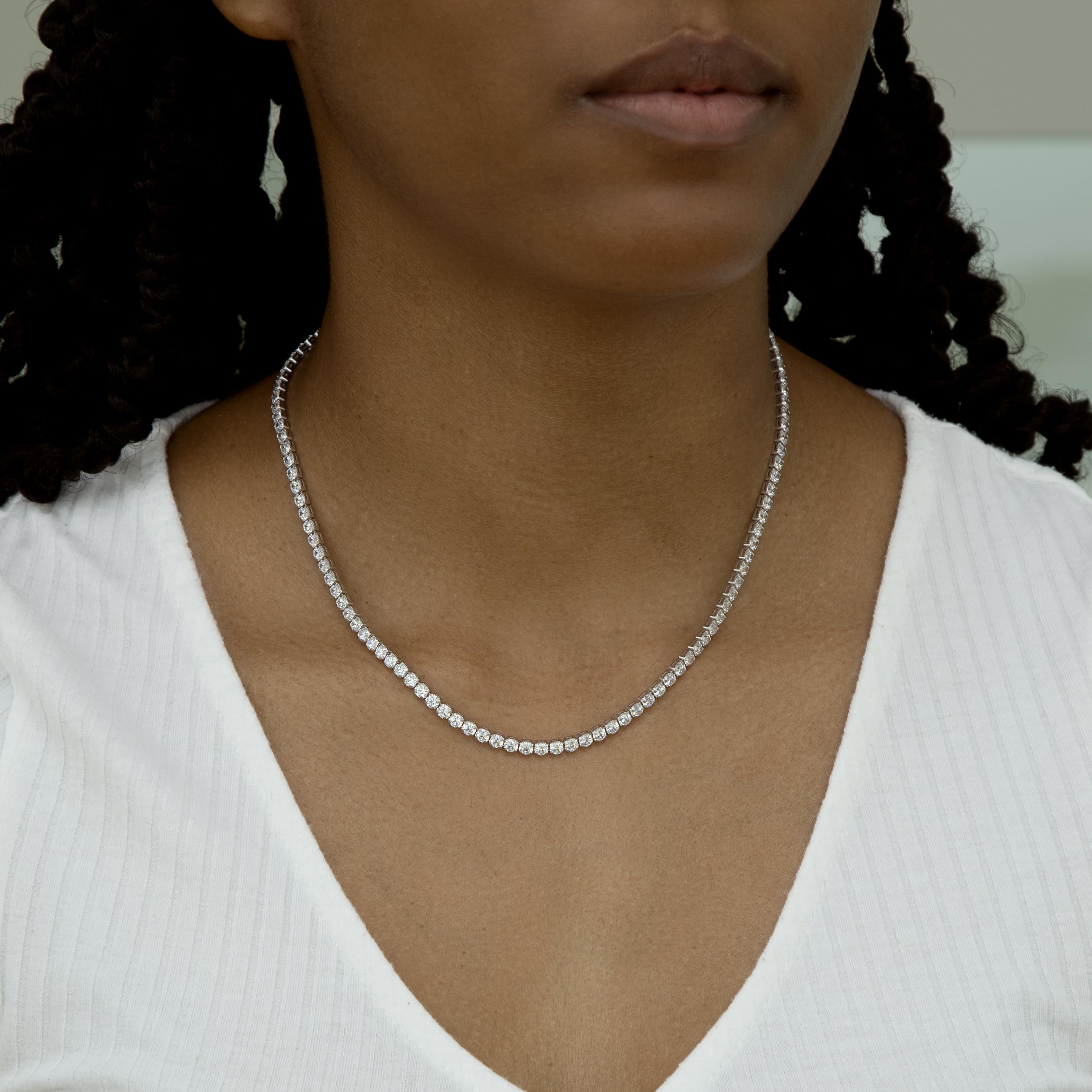 Tuscany Silver Women's Sterling Silver 3mm CZ Tennis Bracelet & Necklace Set - Elegant Jewelry for Everyday Wear, Parties & Special Occasions
