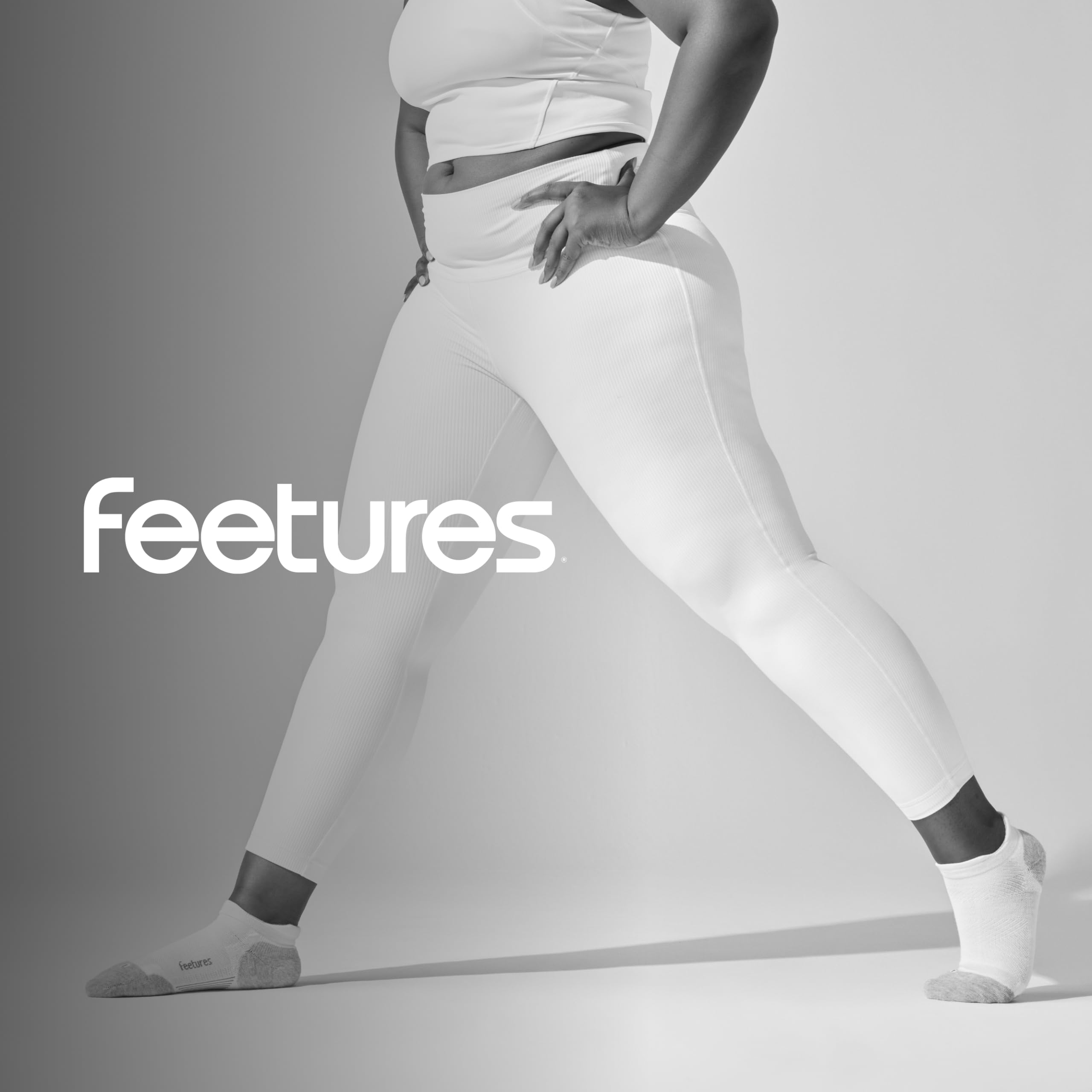 Feetures Elite Max Cushion No Show Tab Ankle Socks for Running & Sports - Breathable Athletic Socks with Targeted Compression Support - White (6-Pack) - Perfect for Gym, Tennis & Everyday Wear