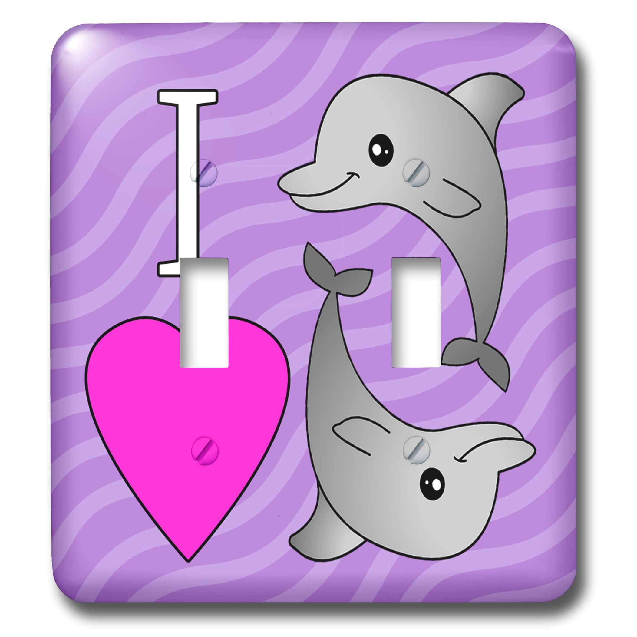 3D Rose I Love Dolphins Purple Double Toggle Switch - Perfect for Marine Enthusiasts, Boat Accessories, and Home Decor