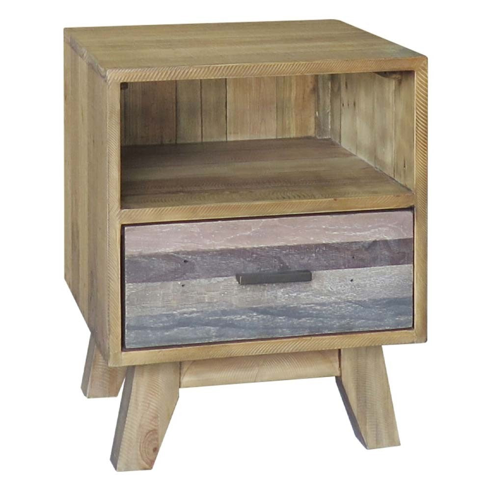 Corso Italy Modern Mango Wood Grey Bedside Table - 45x40x55cm Nightstand, End Table for Bedroom, Living Room & Office - Stylish Home Decor Furniture