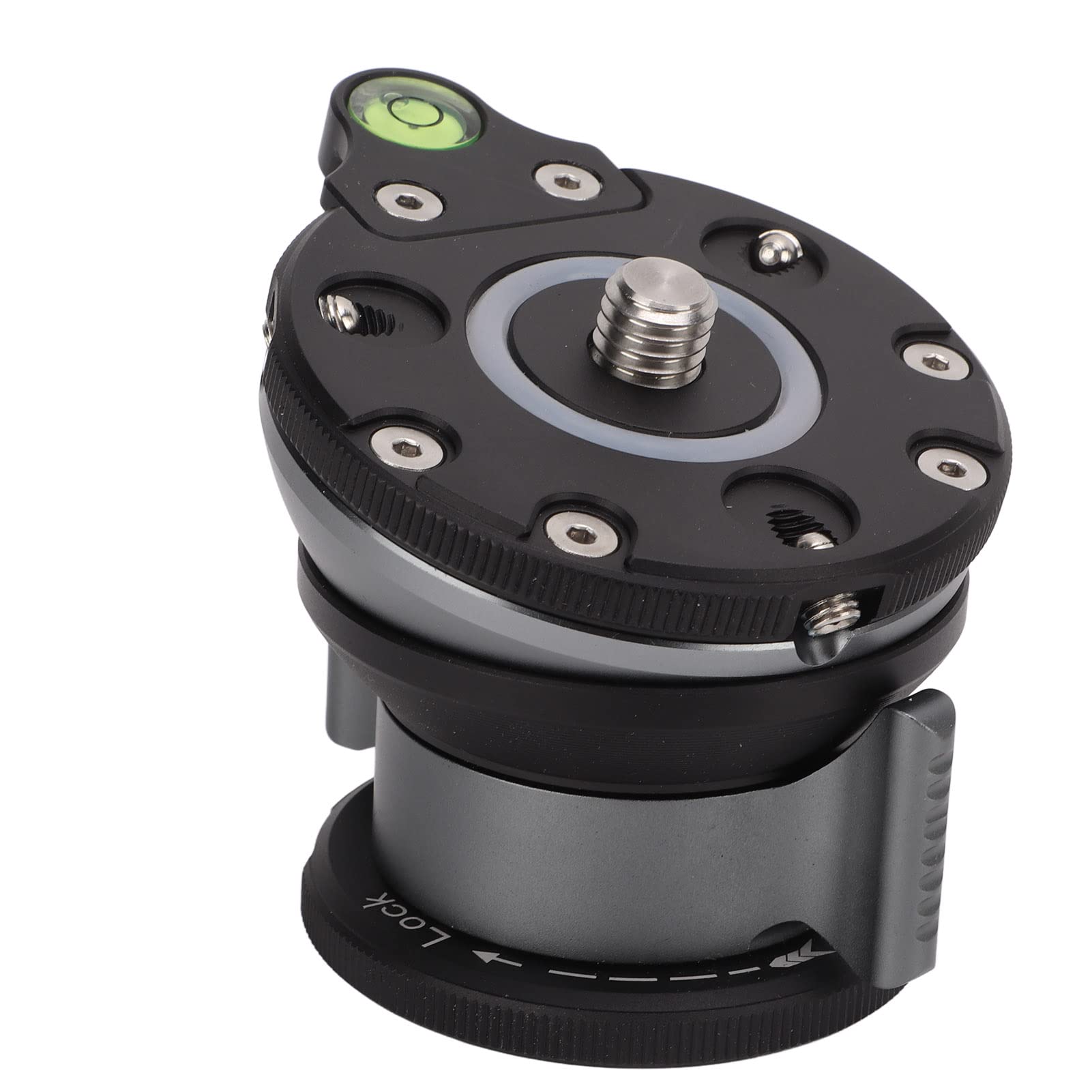 Professional Aluminum Alloy Tripod Leveling Base with Bubble Level - 1/4” & 3/8” Thread Camera Tripod Head - Compatible with Nikon, Sony DSLR & Camcorders - Perfect for Landscape Photography, Video Shooting & Studio Work
