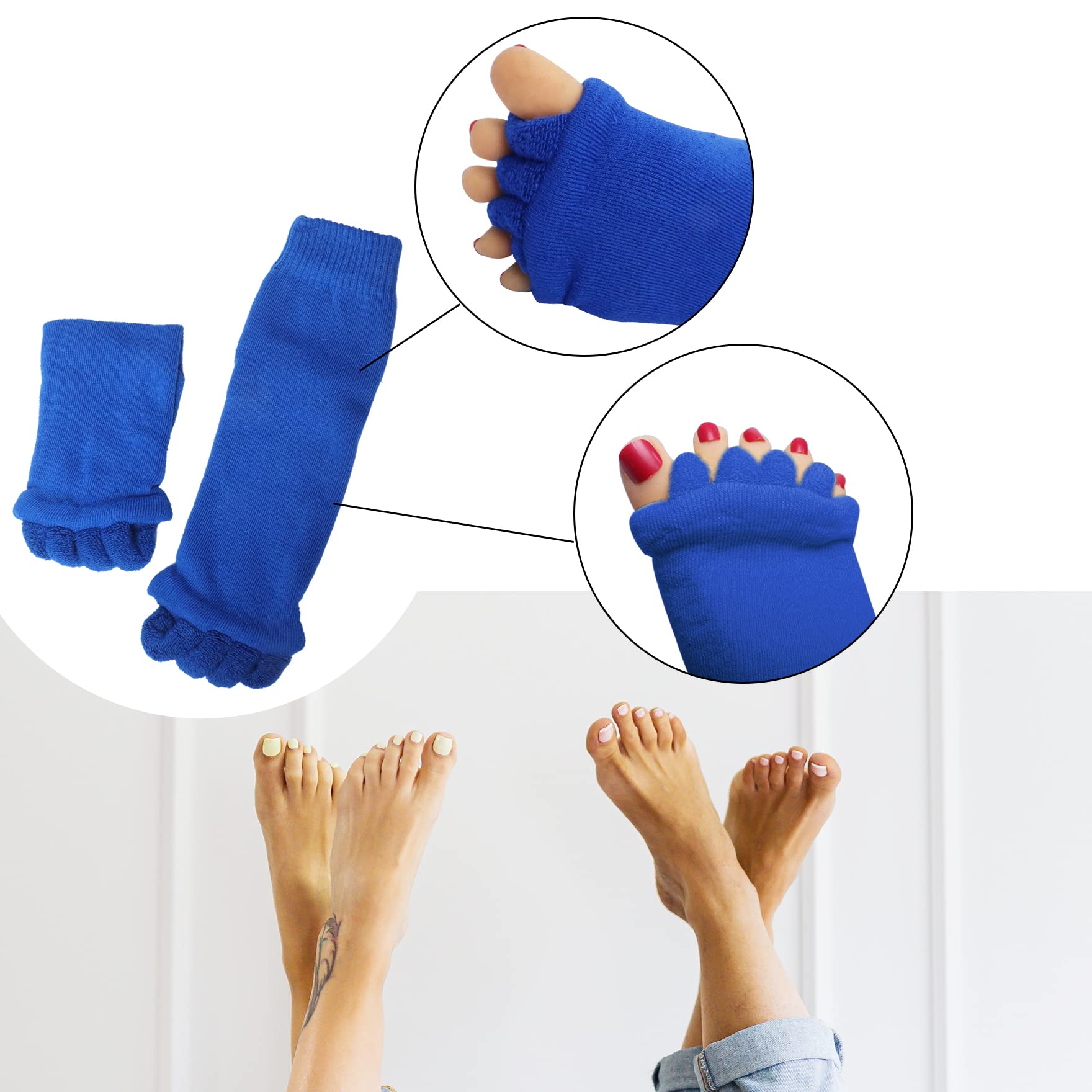 Klmnop Women's Yoga & Gym Toe Separator Socks - 3 Pack for Foot Alignment, Five Toe Design - Perfect for Yoga, Pilates, Workouts & Post-Workout Recovery