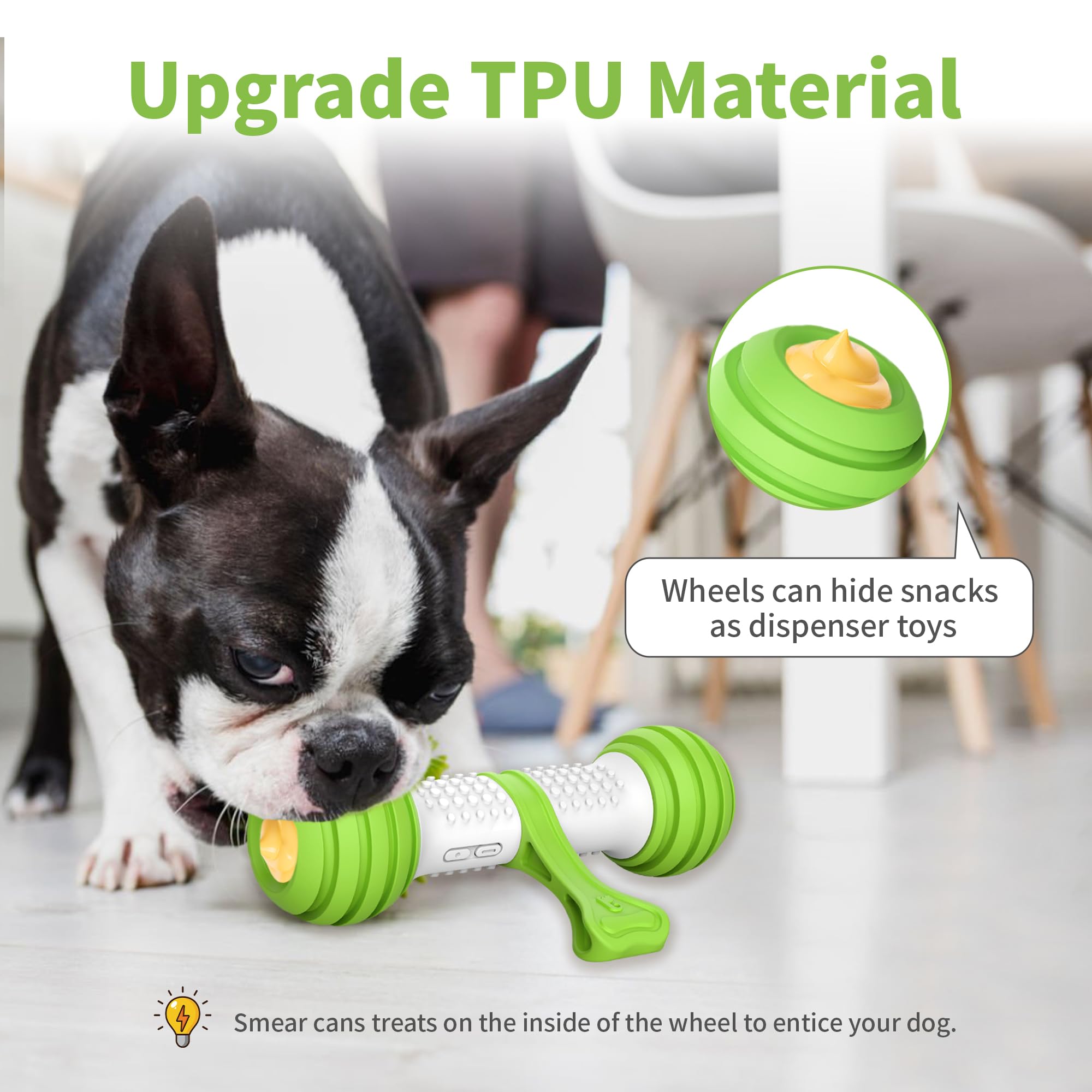 PETGEEK Interactive Dog Toys for Medium & Large Dogs - Motion Activated Electronic Dog Bone, USB Rechargeable Automatic Pet Toy to Relieve Boredom & Stimulate Play (Green) - Perfect for Indoor Play, Training & Keeping Dogs Entertained