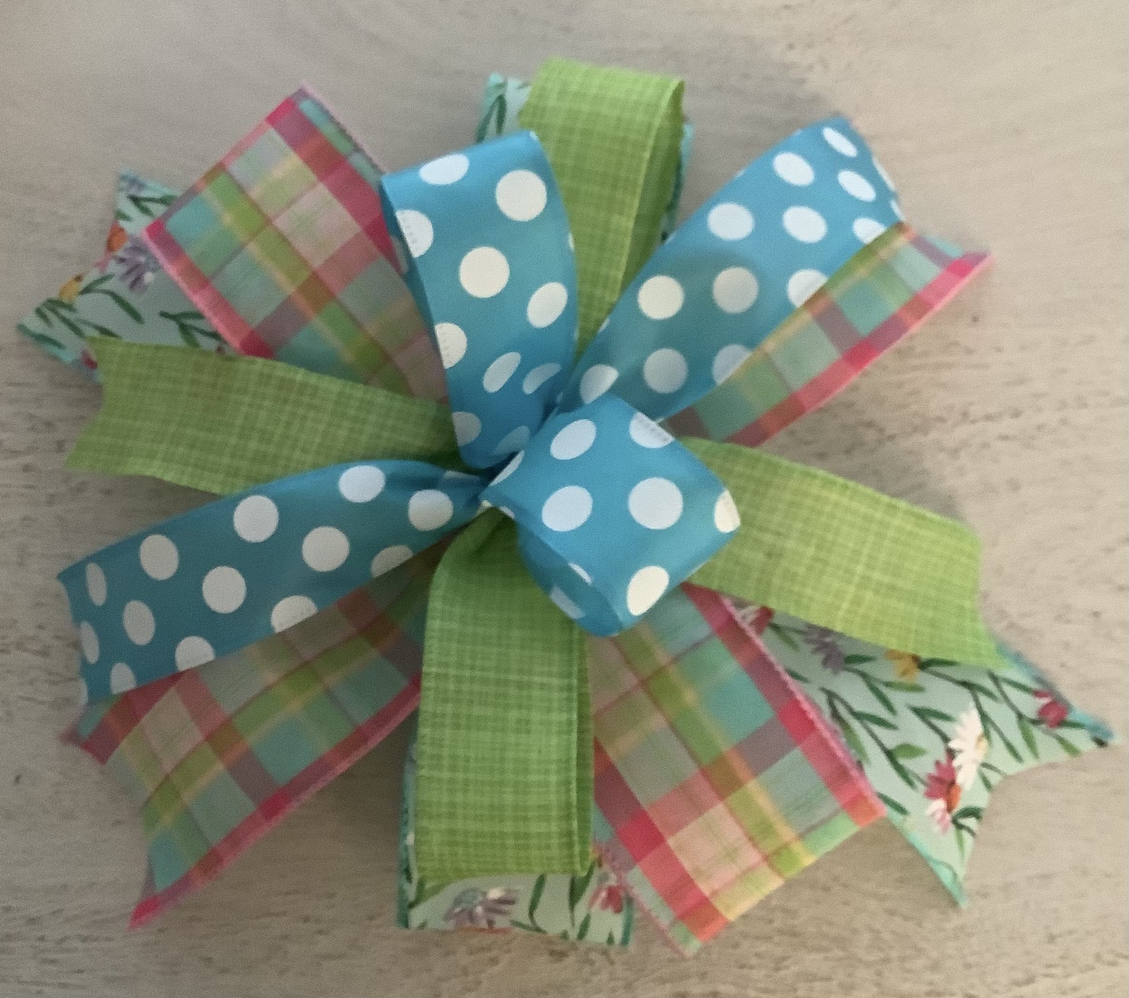Spring Wreath Bow & Easter Wreath Bow - Decorative Floral Ribbon Bows for Spring Lanterns, Easter Baskets, Front Door Decorations & Seasonal Home Decor