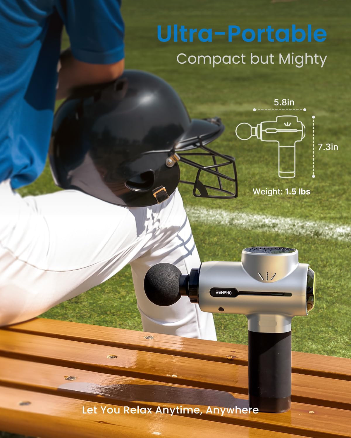 RENPHO Deep Tissue Massage Gun - Portable Percussion Massager for Back, Neck & Muscle Pain Relief | FSA/HSA Eligible | Perfect for Athletes, Office Workers & Home Use | Includes Carry Case - Ideal Mother's Day Gift for Men & Women