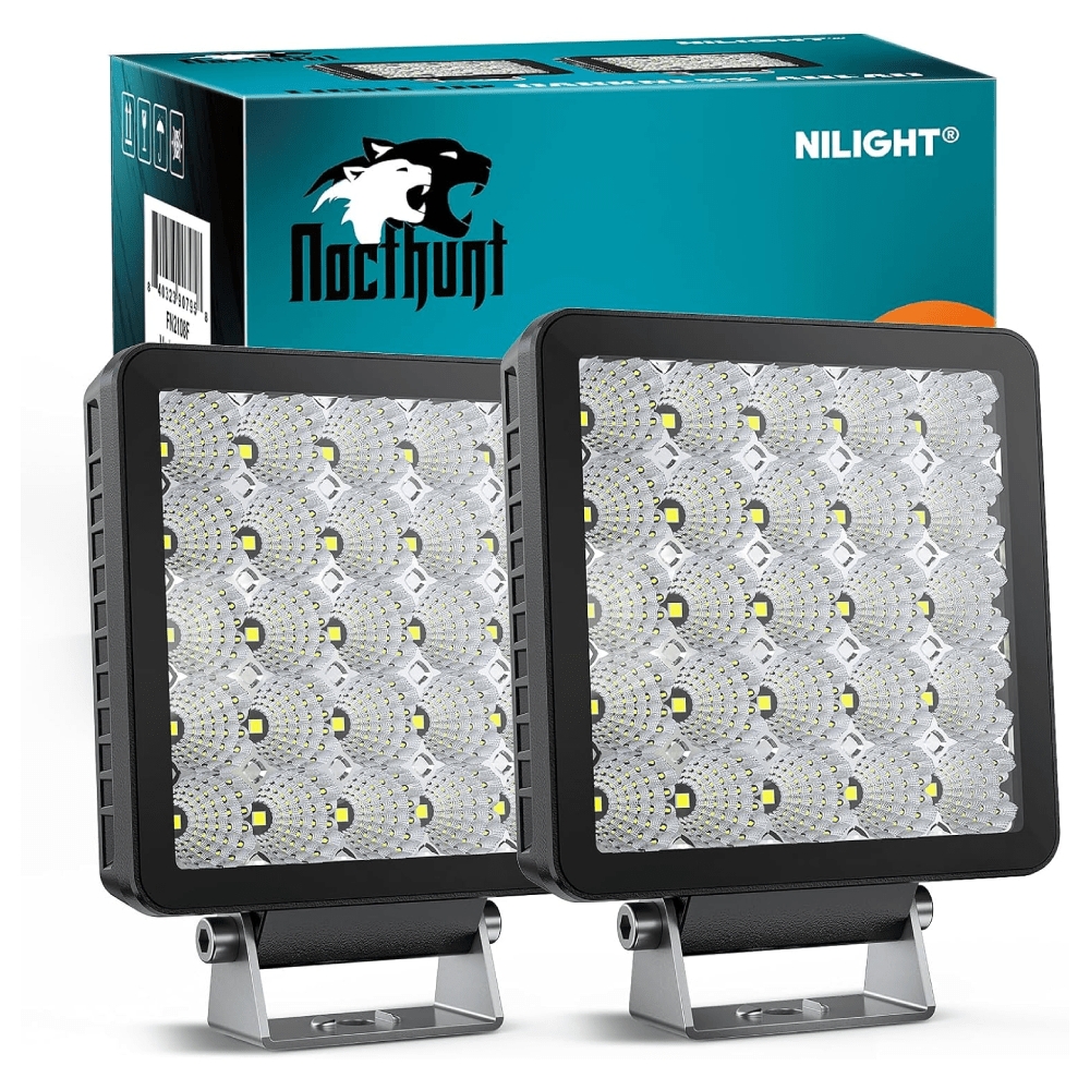 5 Inch 25LED Square Flood EMC LED Pod Lights (Pair) - Waterproof Off-Road Lighting for Trucks, ATVs, Boats & Emergency Vehicles - Perfect for Night Driving, Camping & Work Sites