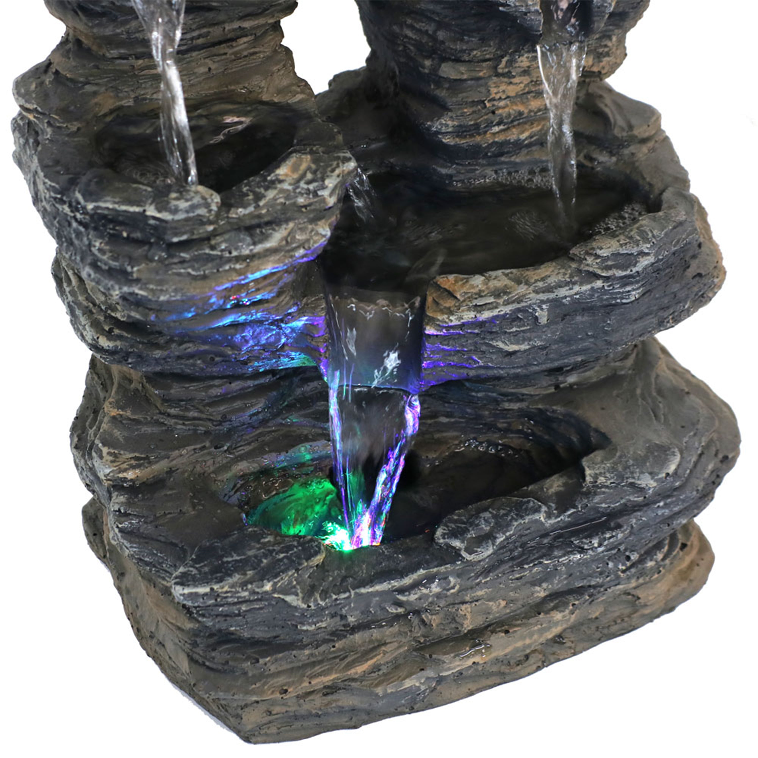 Sunnydaze 5-Stream Rock Cavern Indoor Tabletop Fountain with LED Lights - Relaxing Zen Water Feature for Home, Office & Meditation Spaces