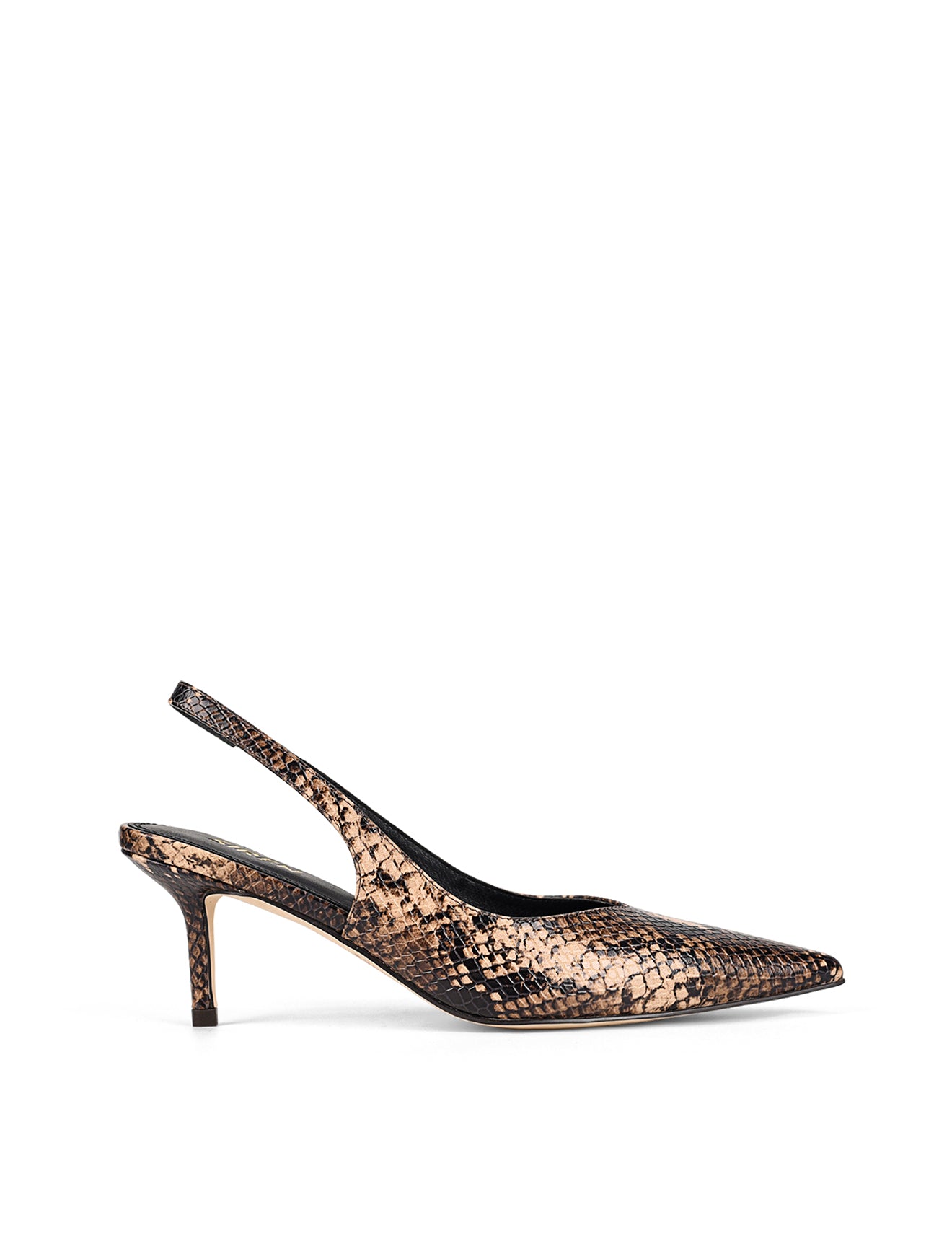 Yory Slingback Kitten Heels - Brown Snake Leather Women's Shoes | Comfortable Low Heels for Work, Office & Casual Wear