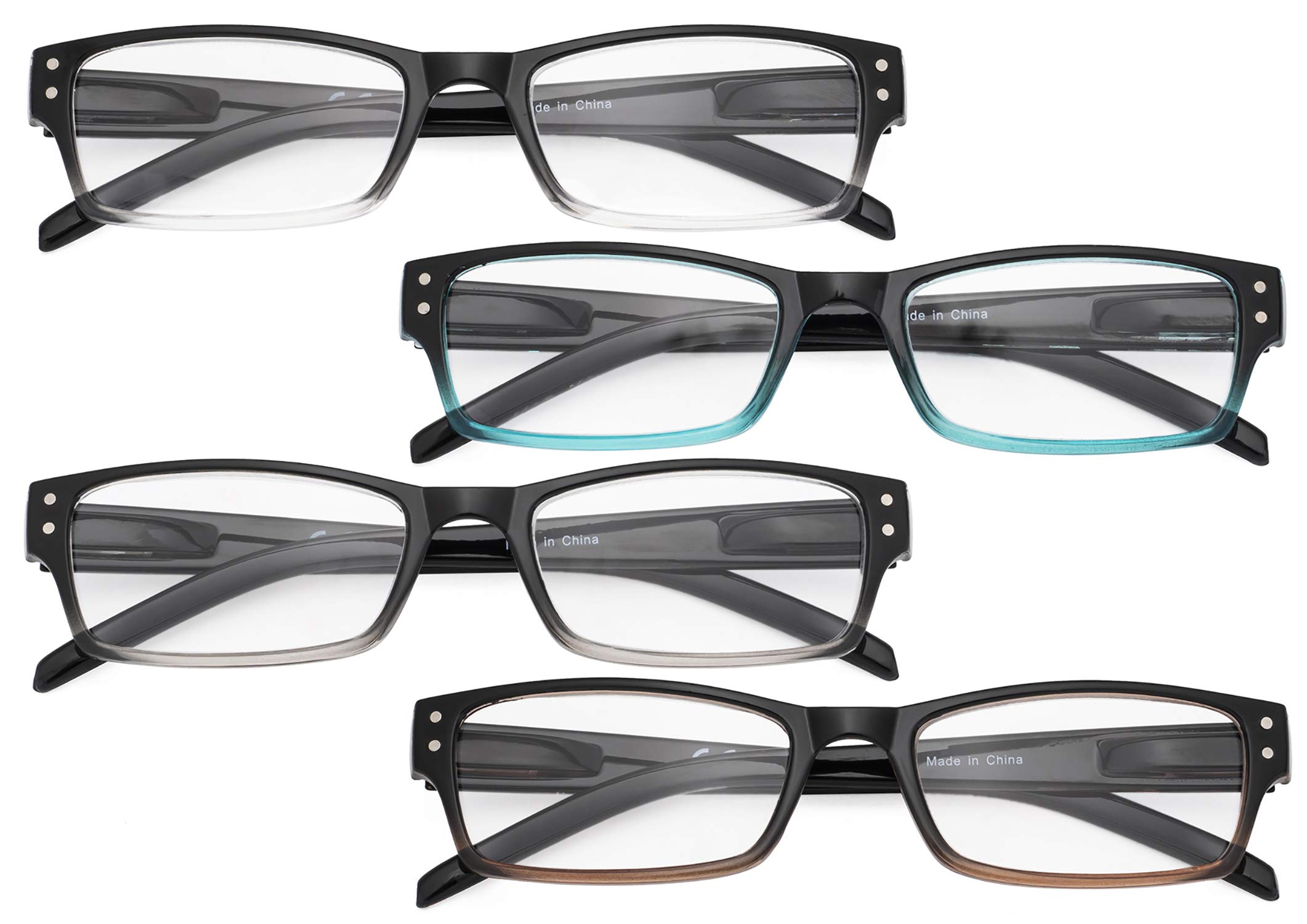 Eyekepper 4 Pack Fashion Spring Hinge Reading Glasses +0.50 for Women - Lightweight Comfortable Readers with Durable Frame - Perfect for Reading, Computer Use, and Daily Activities