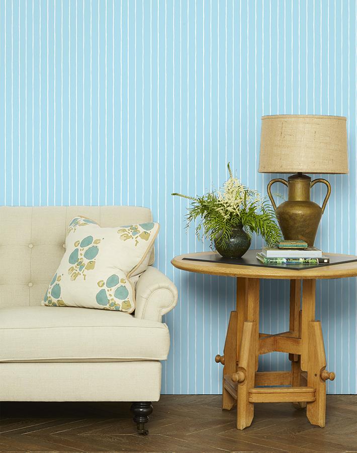 Get In Line Wallpaper by Wallshoppe - Baby Blue Peel and Stick Wallpaper for Nursery, Kids Room & Home Decor - Easy to Install & Removable